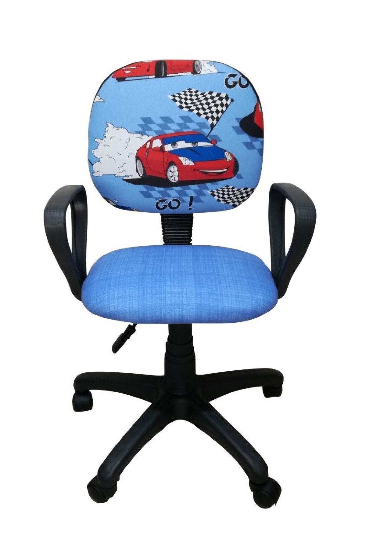 Depolife Çocuk Odası Ders Çalışma Ofis Koltuğu Yarış Arabası Desenli