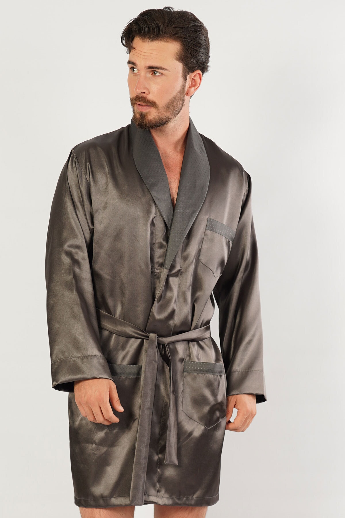 GAZZAZ Saten Erkek Tek Sabahlık