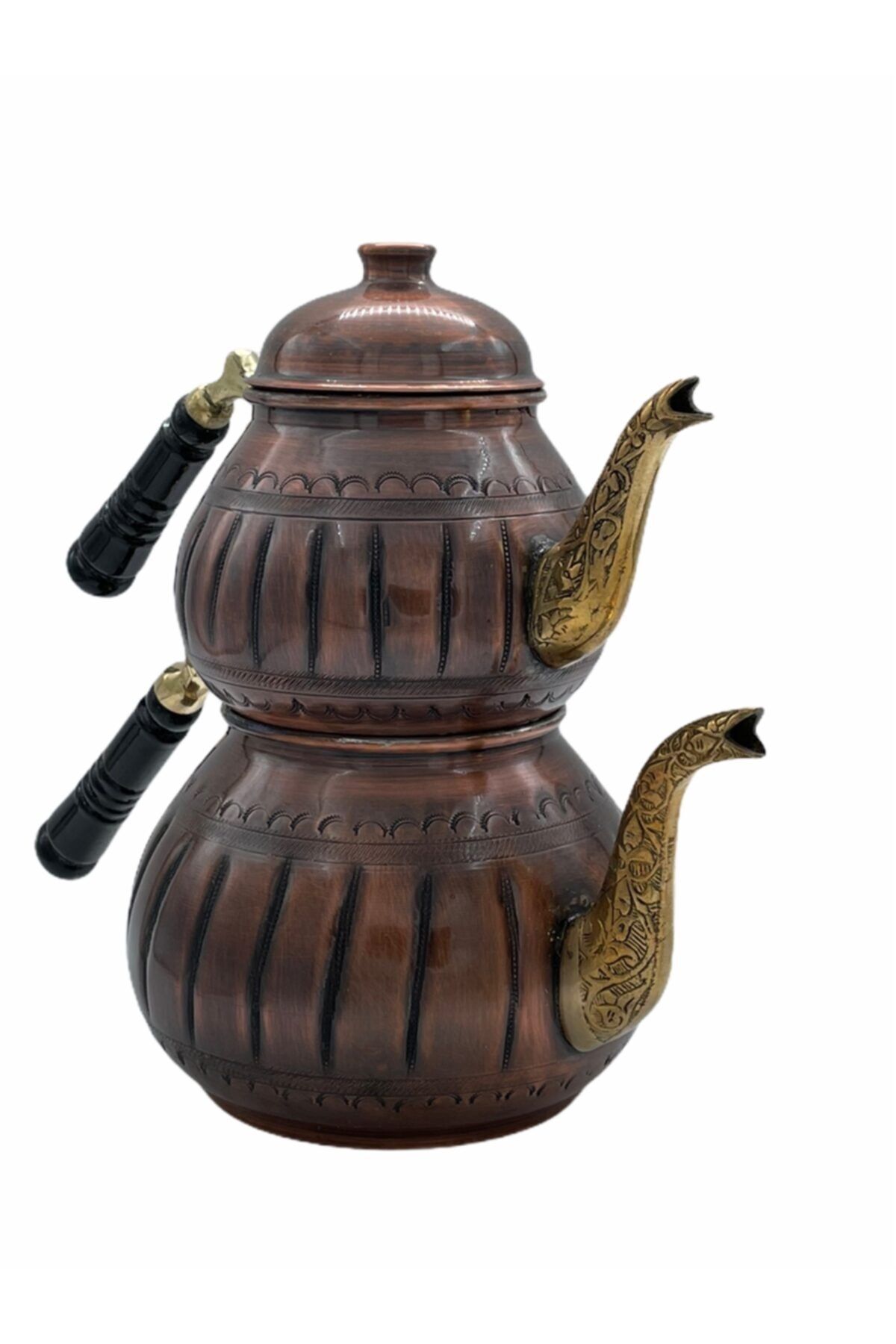 Tanrıkulu Bakırcılık Bakır Çaydanlık Dilimli Model Oksitli