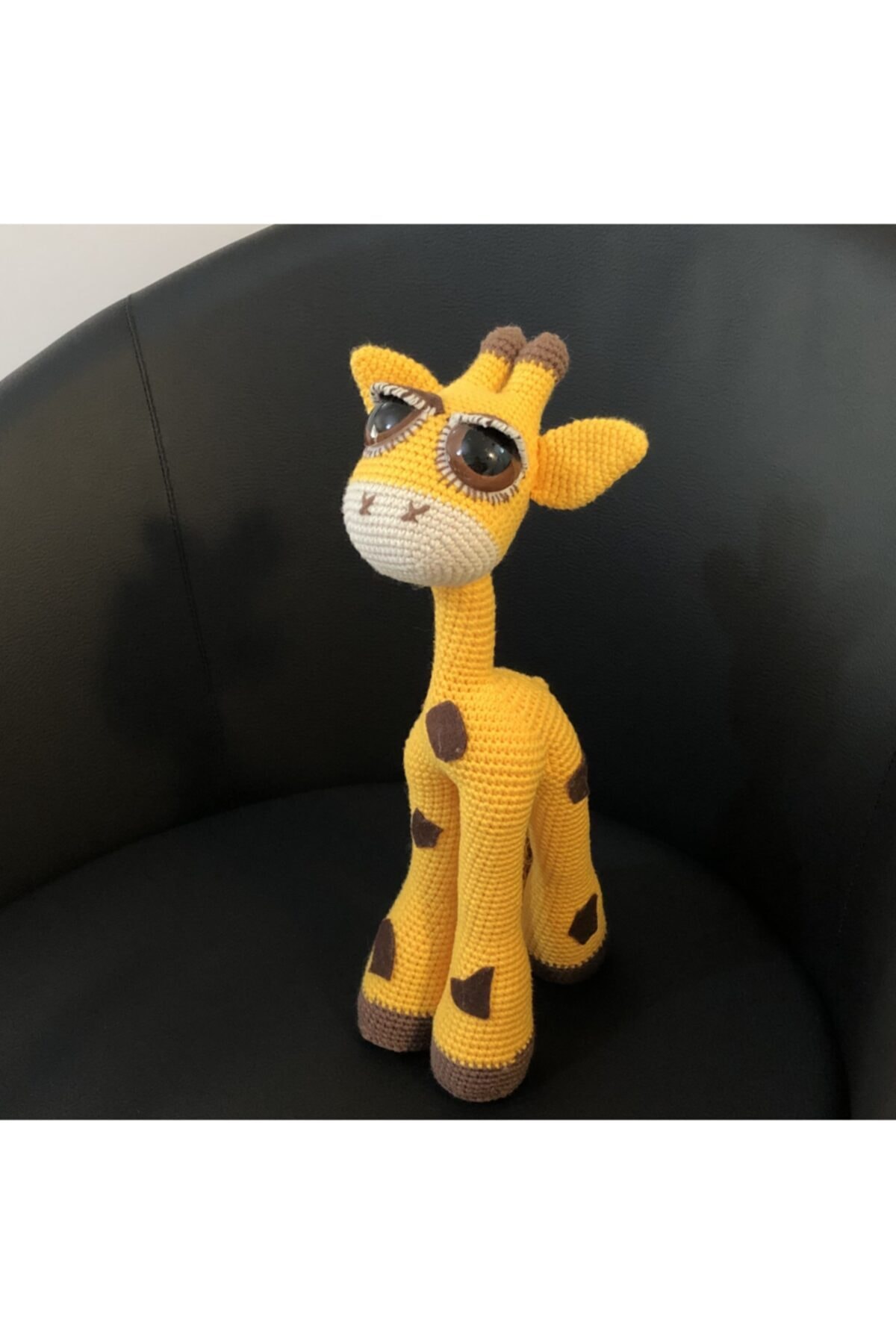 Kare Art Amigurumi Zürafa Hediyelik Dekoratif Örgü Oyuncak %100 El Üretimi