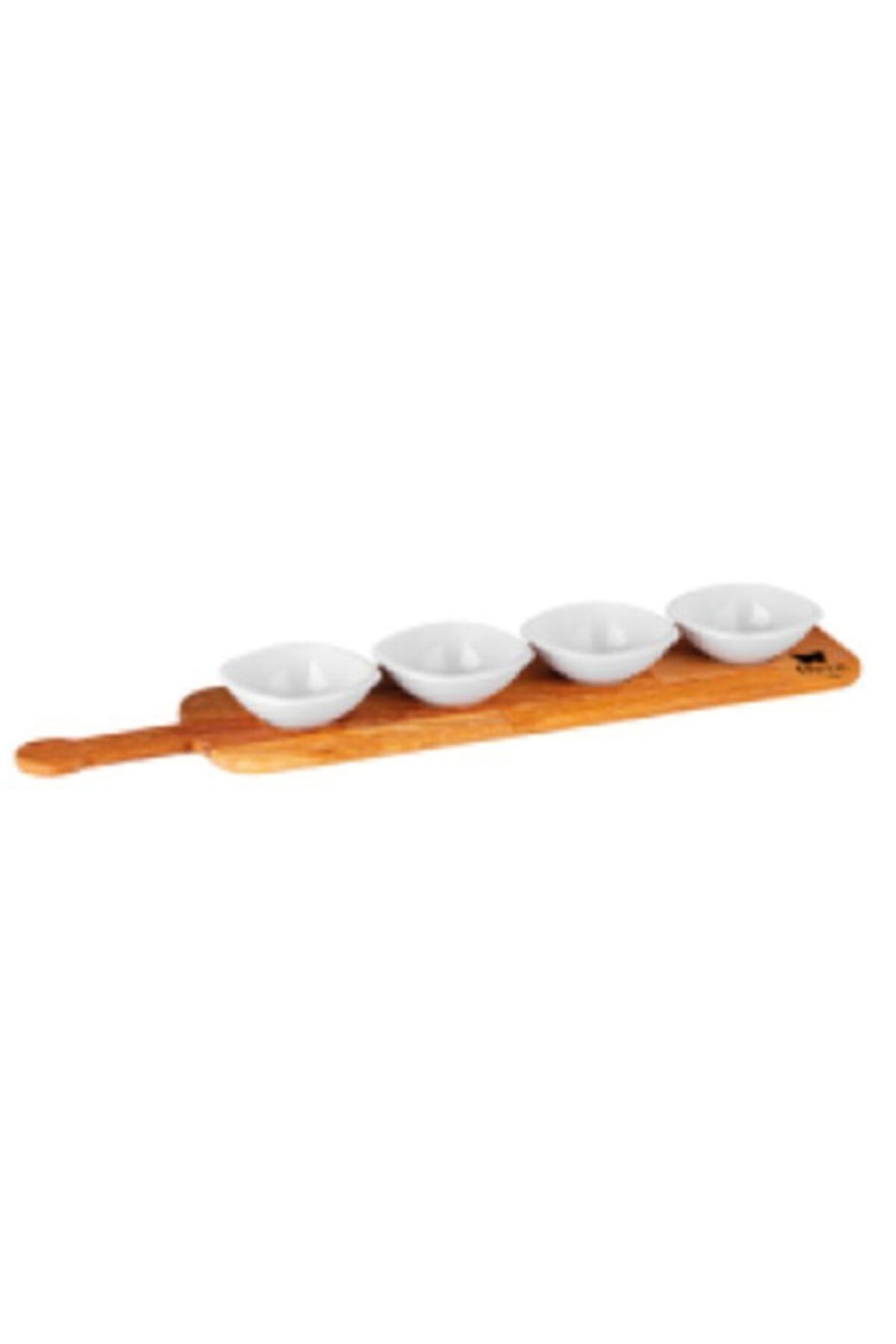 MorzaHome Melamin 4lü Sosluk Ahşap Sunumluk Beyaz 45cm 45x10.5x5.5cm 495gr