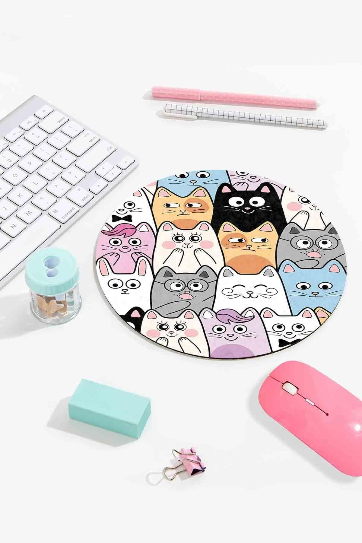MayroX Yuvarlak Tasarımlı Mousepad - Kaymaz Tabanlı Kauçuk Taban - Yıkanabilir
