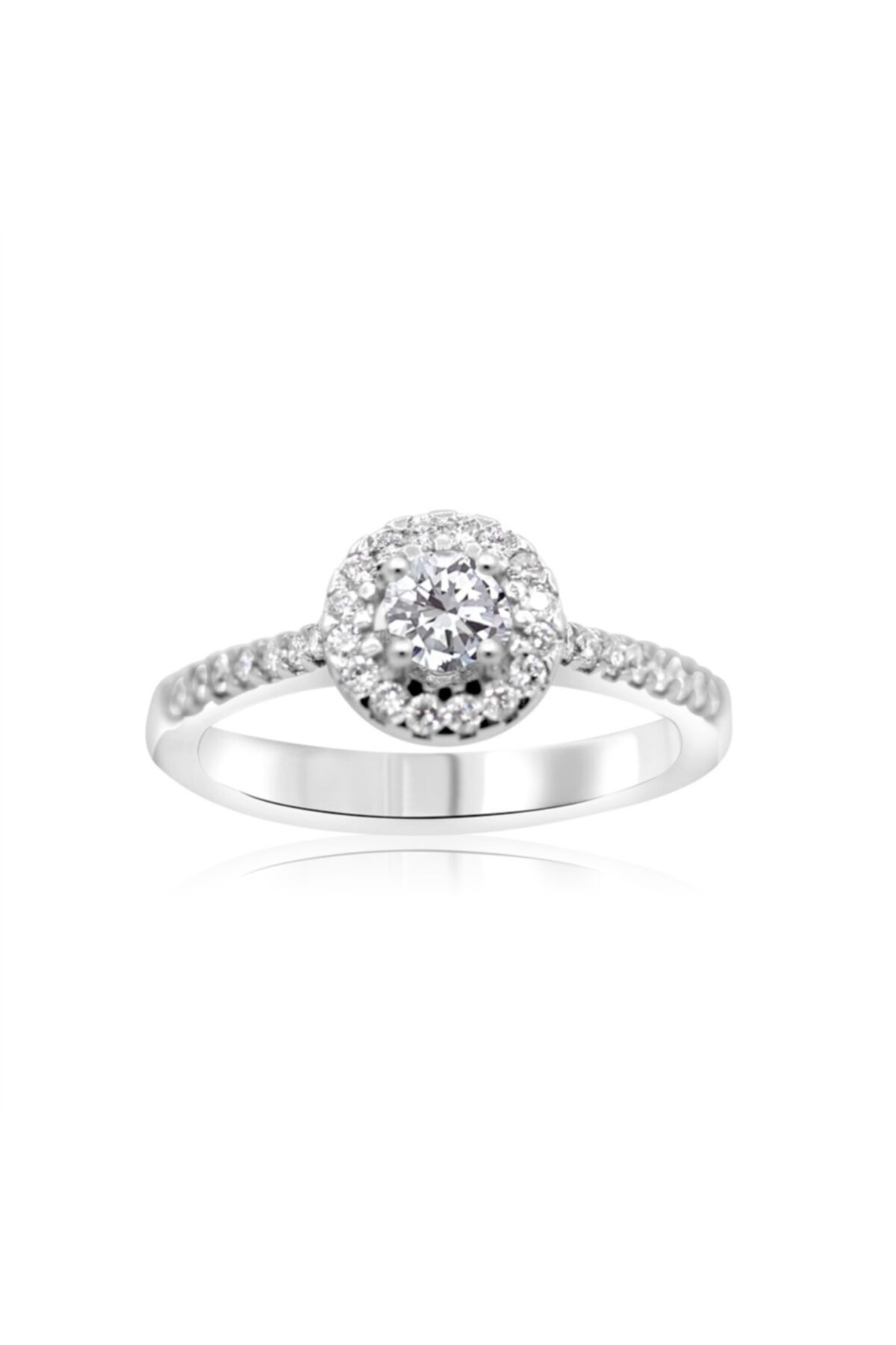 Smyrna Jewelry 14k Bantlı Yuvarlak Tektaş Yüzükler Pırlanta Yüzük
