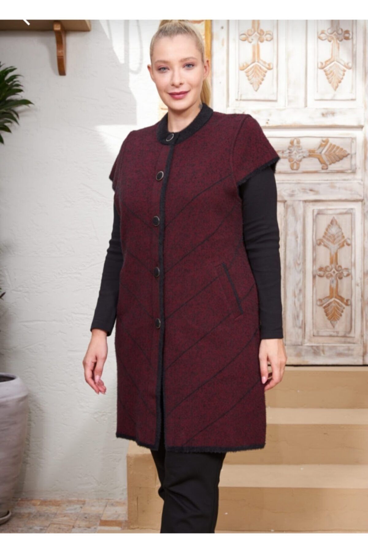 Nazende Stil Desenli Cepli Triko Hırka