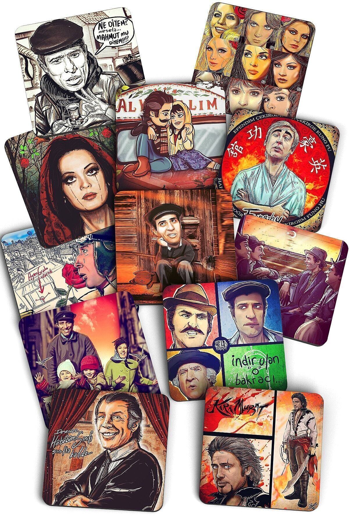 K Dekorasyon Sanat 12 Adet Yeşilçam, Nostaljik, Dekoratif Bardak Altlığı, Sevgiliye Hediye, Doğum Günü Hediyesi -2