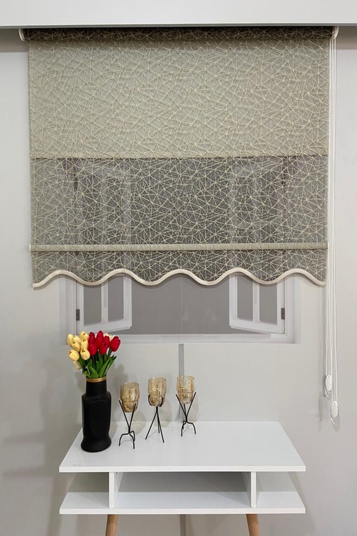 VOLPER MEKANİK Krem Çift Mekanizmalı Tül ve Stor Perde