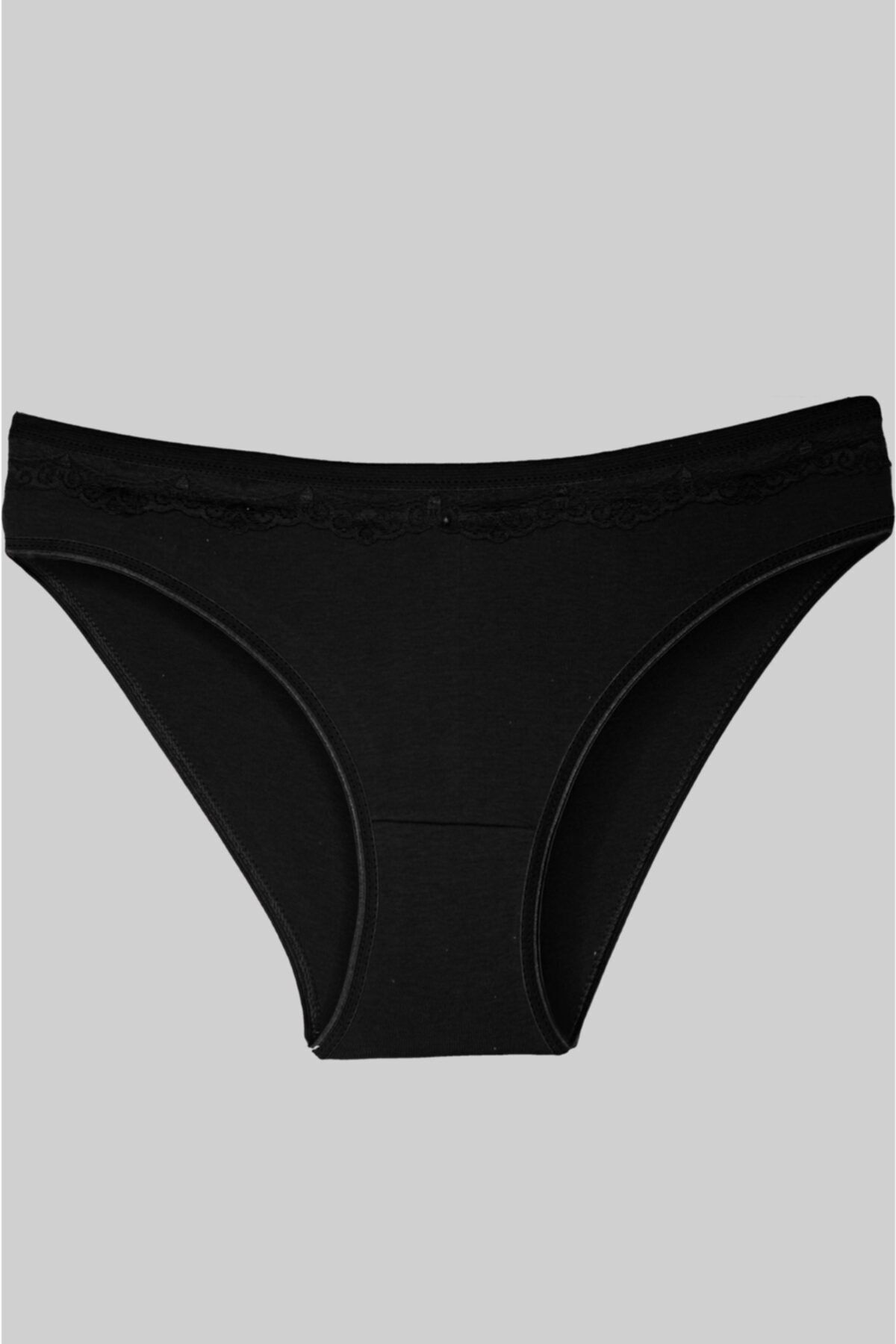 GÜMÜŞ Siyah Üstü Dantelli Slip Bayan Külot Tm621