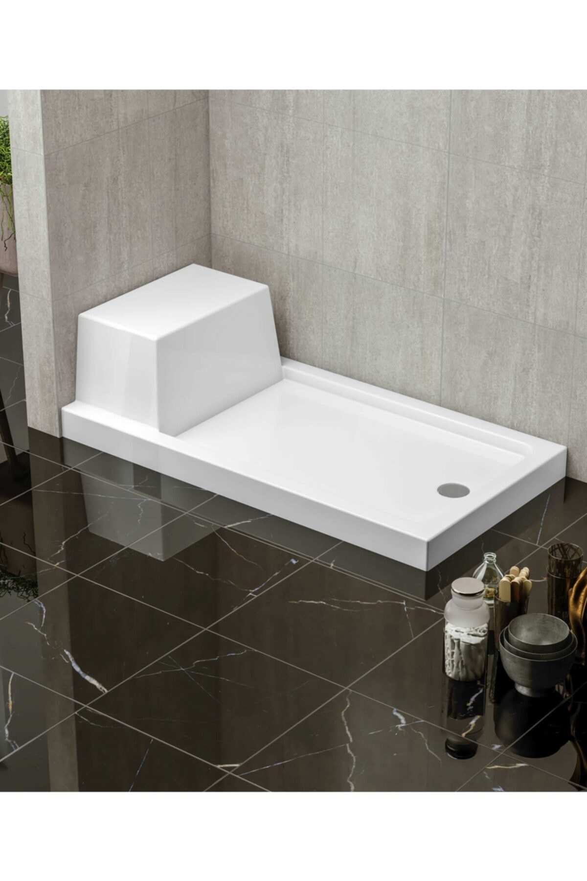 Stina Polo 80x110 Monoblok Dikdörtgen Oturmalı Duş Teknesi