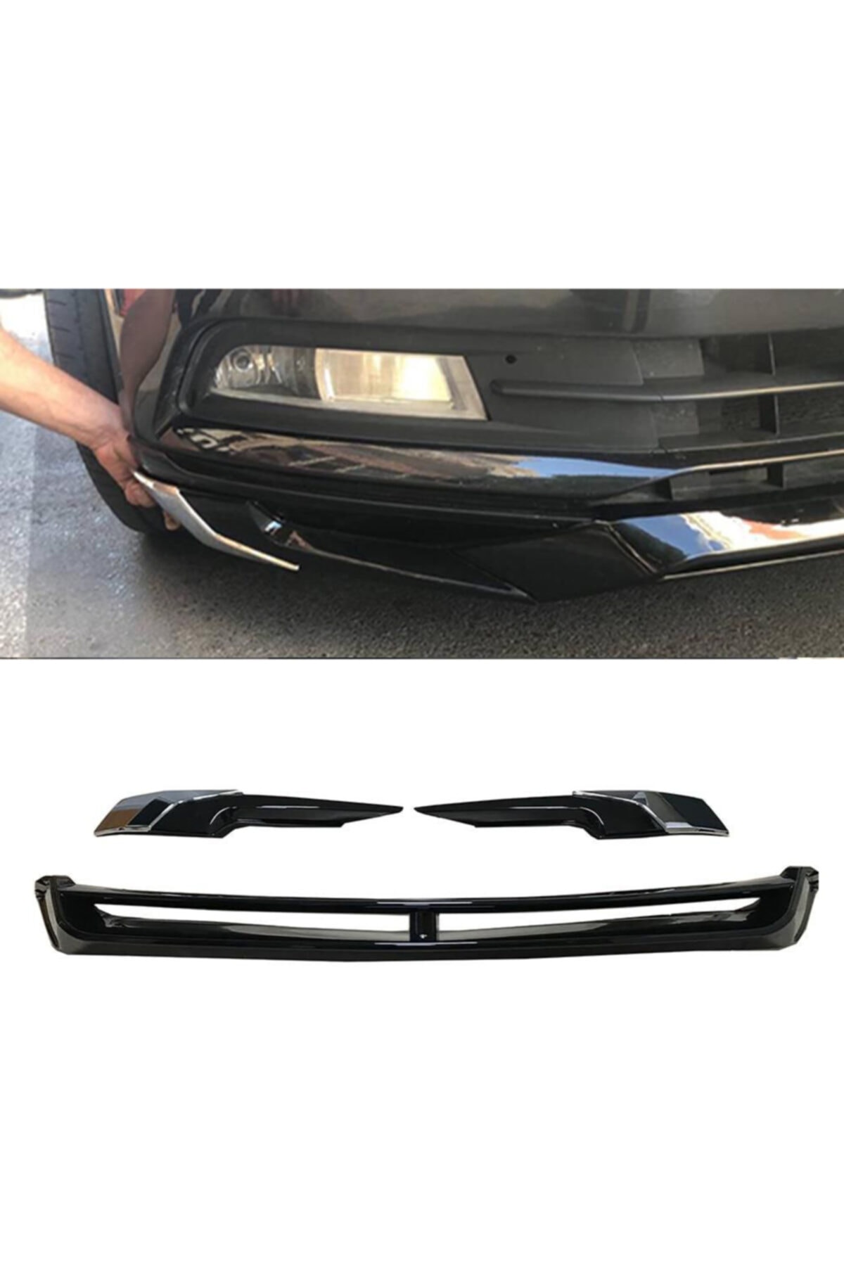 MKG Vw Passat B8 Kromlu Ön Lip Ön Tampon Eki 3 Prç Ithal