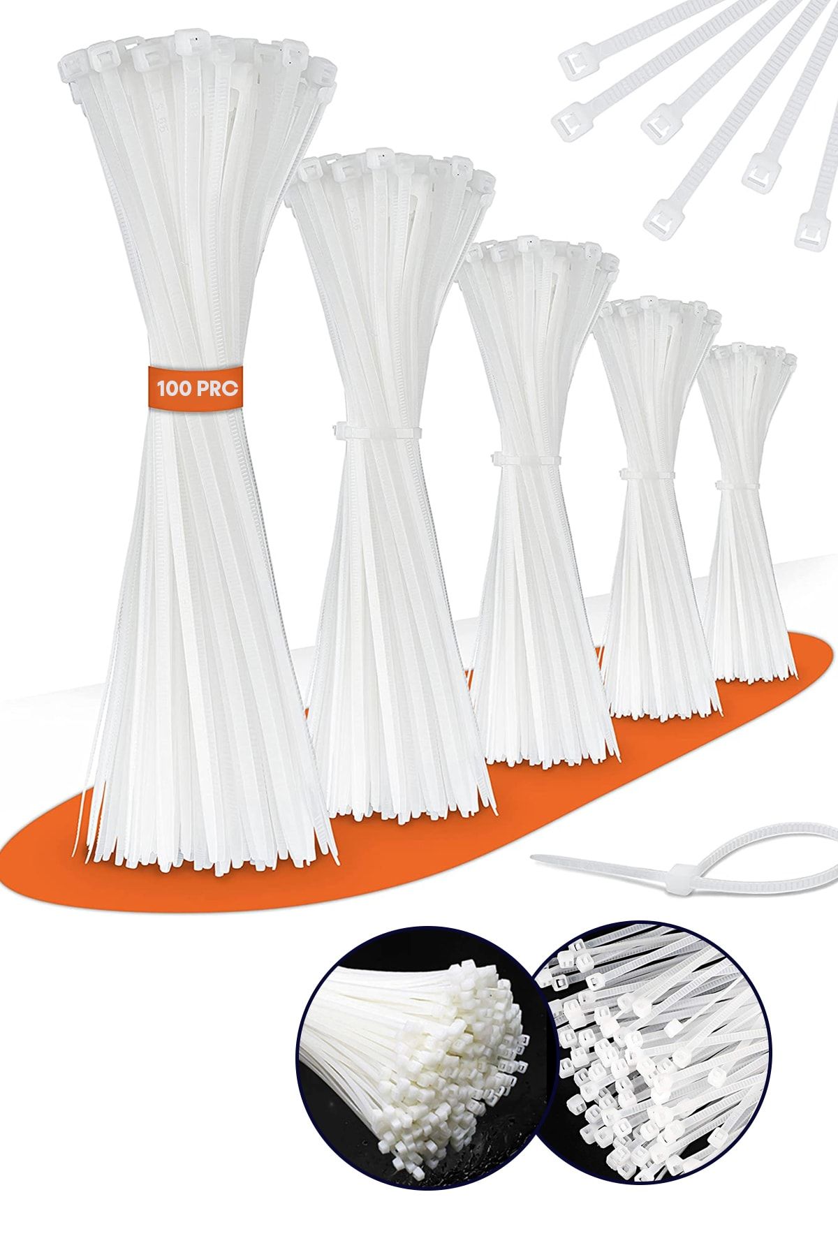 Craftex Profesyonel Yüksek Kalite Büyük Boy Plastik 550x 7,6 Mm Cırt Kelepçe Kablo Bağı (100 Adet)