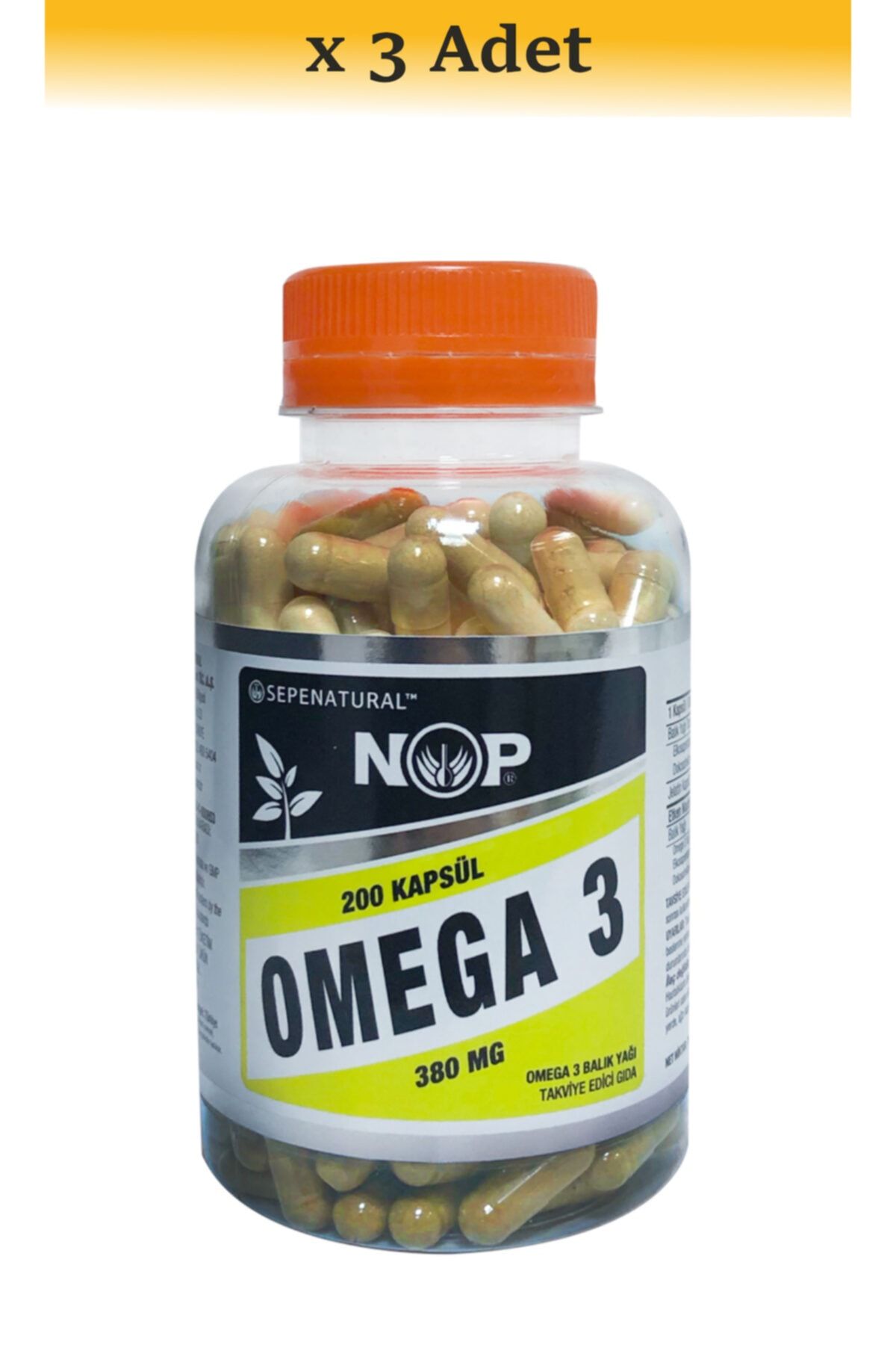 NOP 3 X Omega 3 Balık Yağı Takviye Edici Gıda 200 Kapsül X 380 Mg