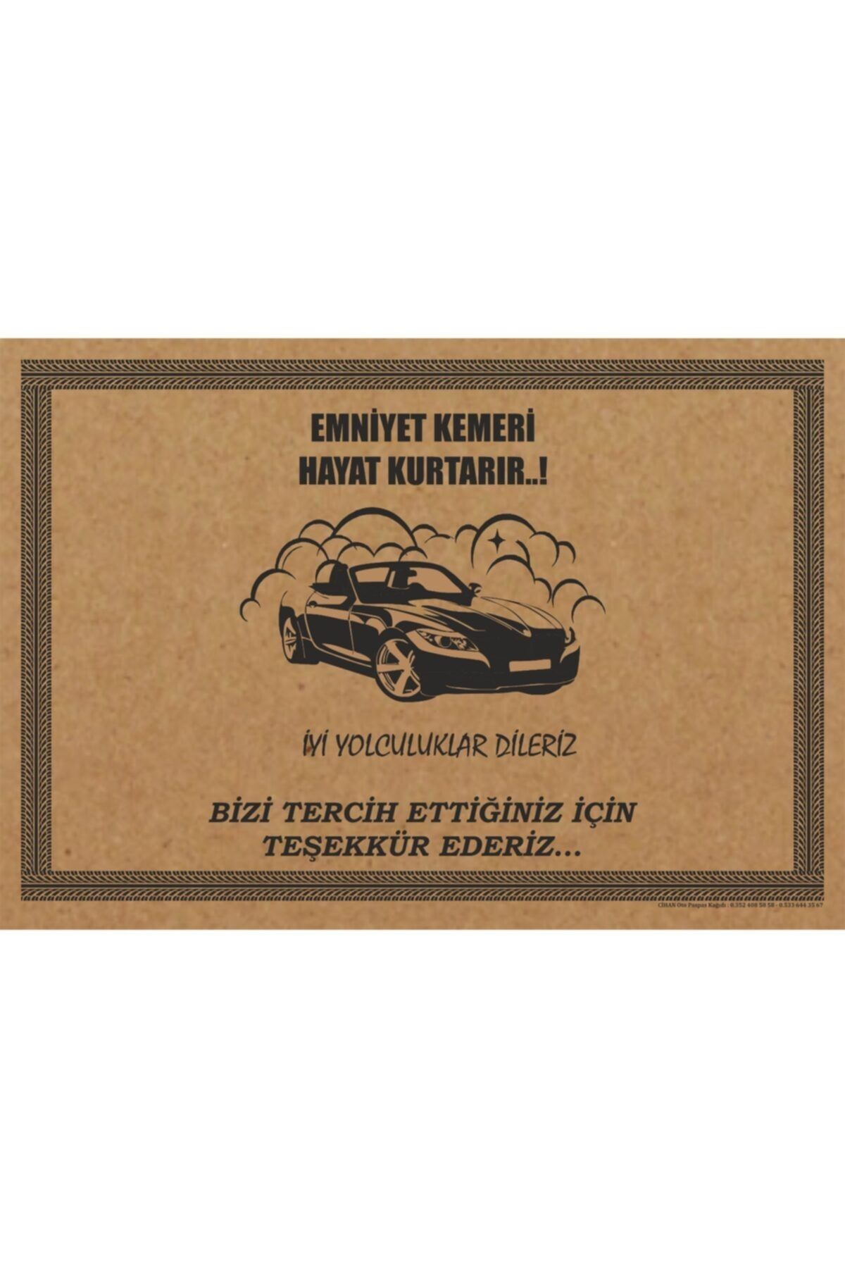 CİHAN KAĞIT Cihan Araba Resmi Baskılı Oto Paspas Kağıdı 100 Adet 50x35 Yatay 135 Gram