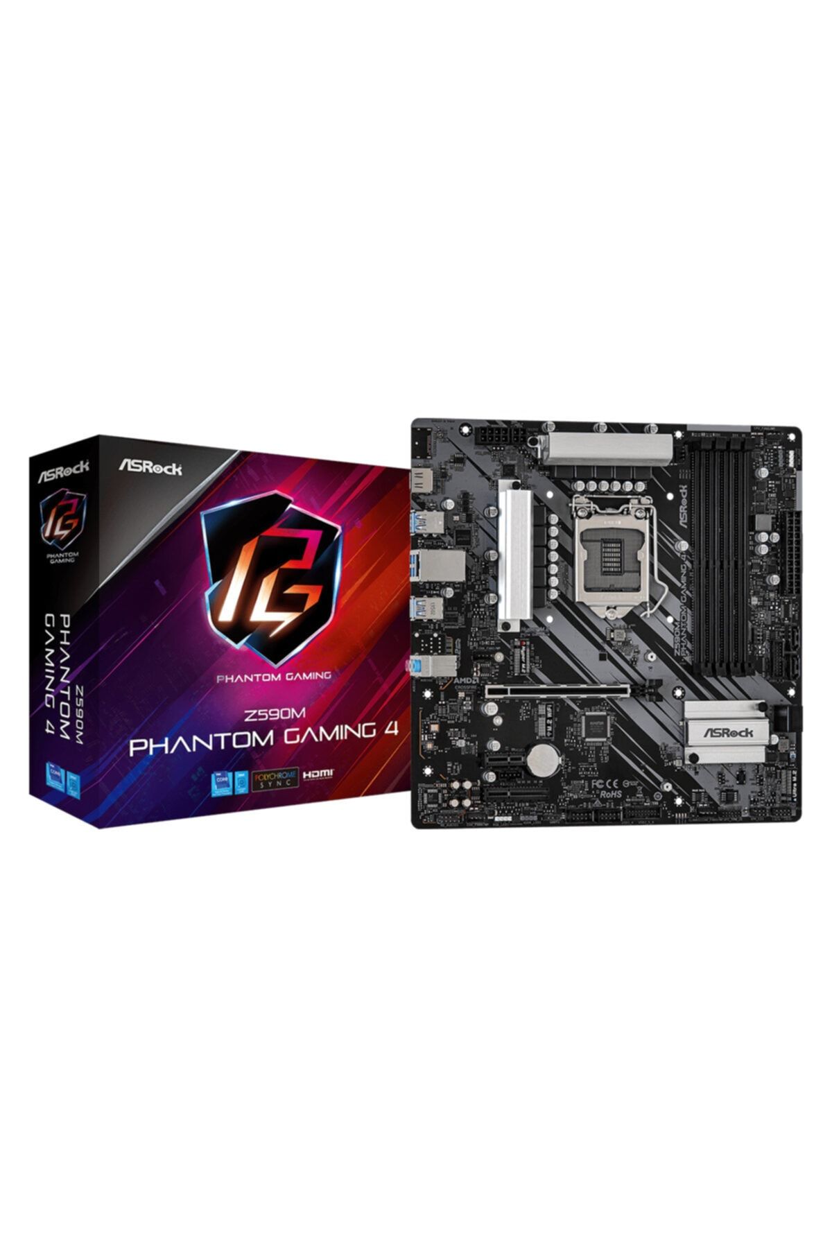 ASROCK Z590m Phantom Gaming 4 - Lga1200 Ddr4 4800mhz+ Usb 3.2 Pcıe 4.0 M.2 Gen4 Argb Matx Anakart