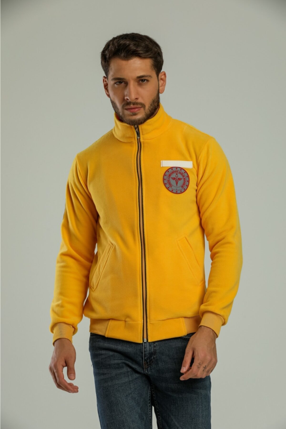MODA ARVEN Erkek Sarı 112 Acil Sağlık Polar Hırka