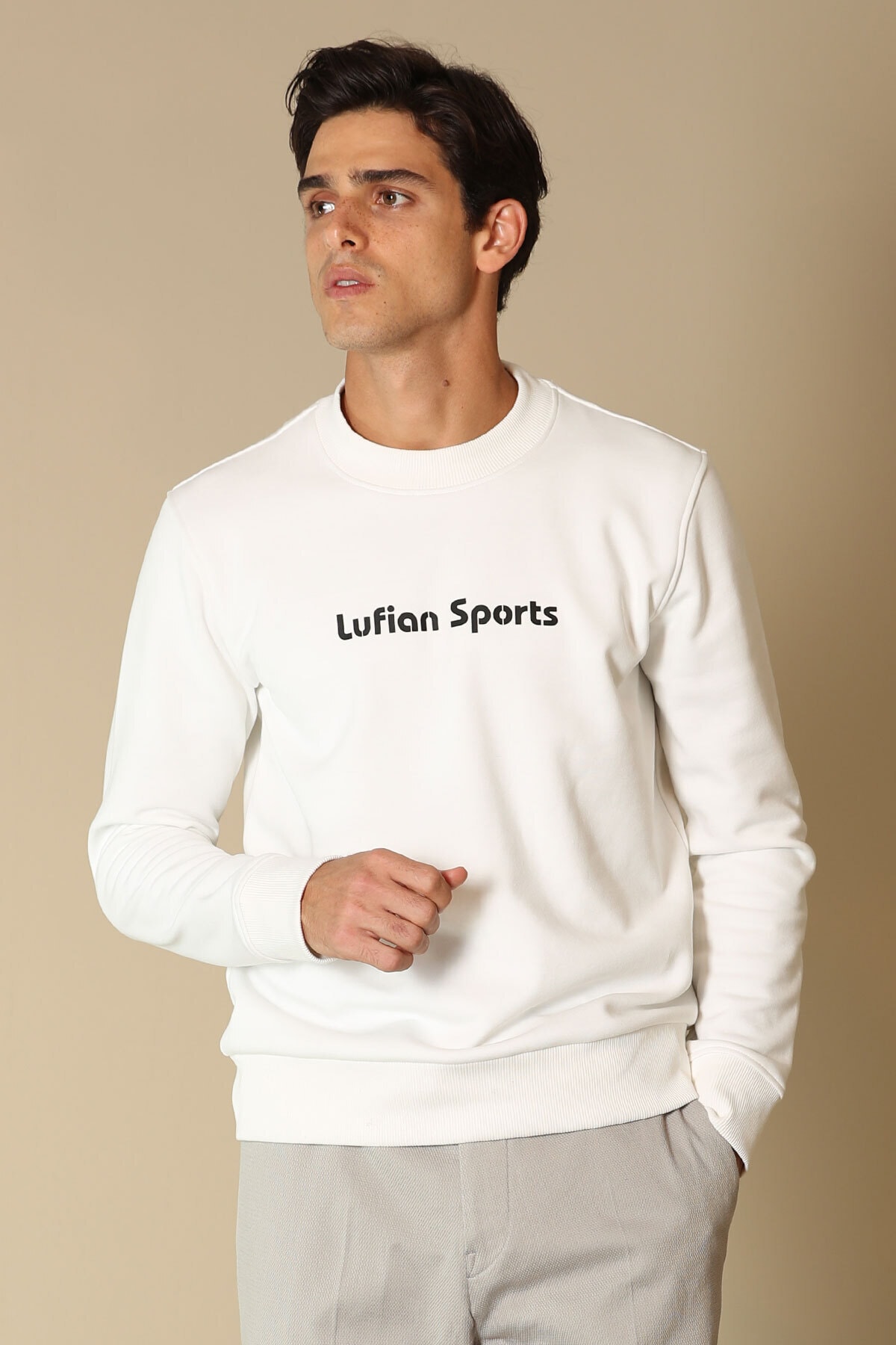 Lufian Star Erkek Sweatshirt Kırık Beyaz