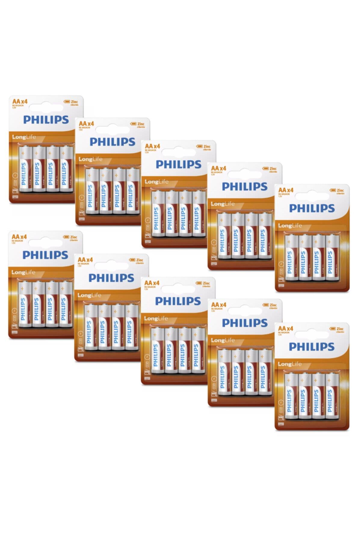 Philips R6l4b/10 Longlife Aa Kalem Pil 4'lü (x10 Adet)