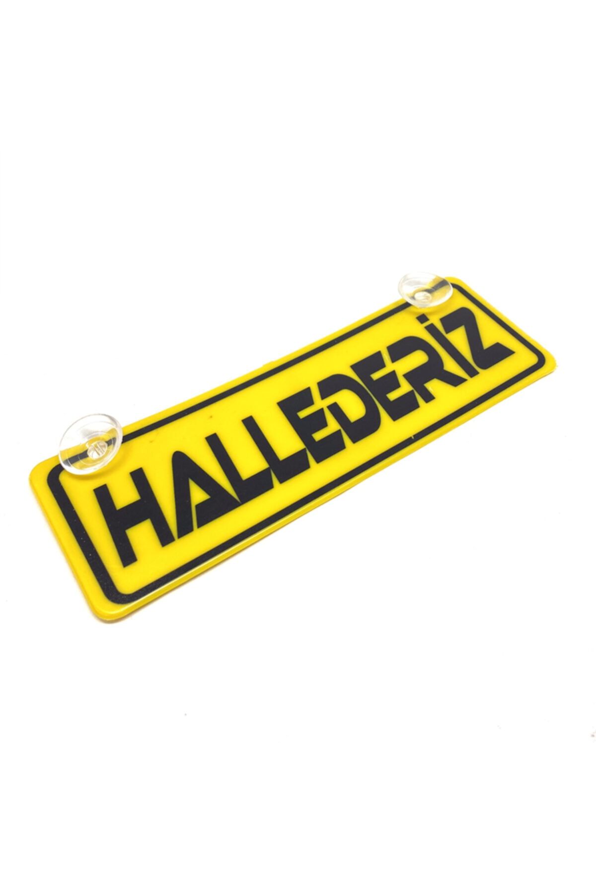 Blingston Hallederiz Yazılı Sarı Dekor Plaka Vantuzlu Cam Süsü 22x7.5cm