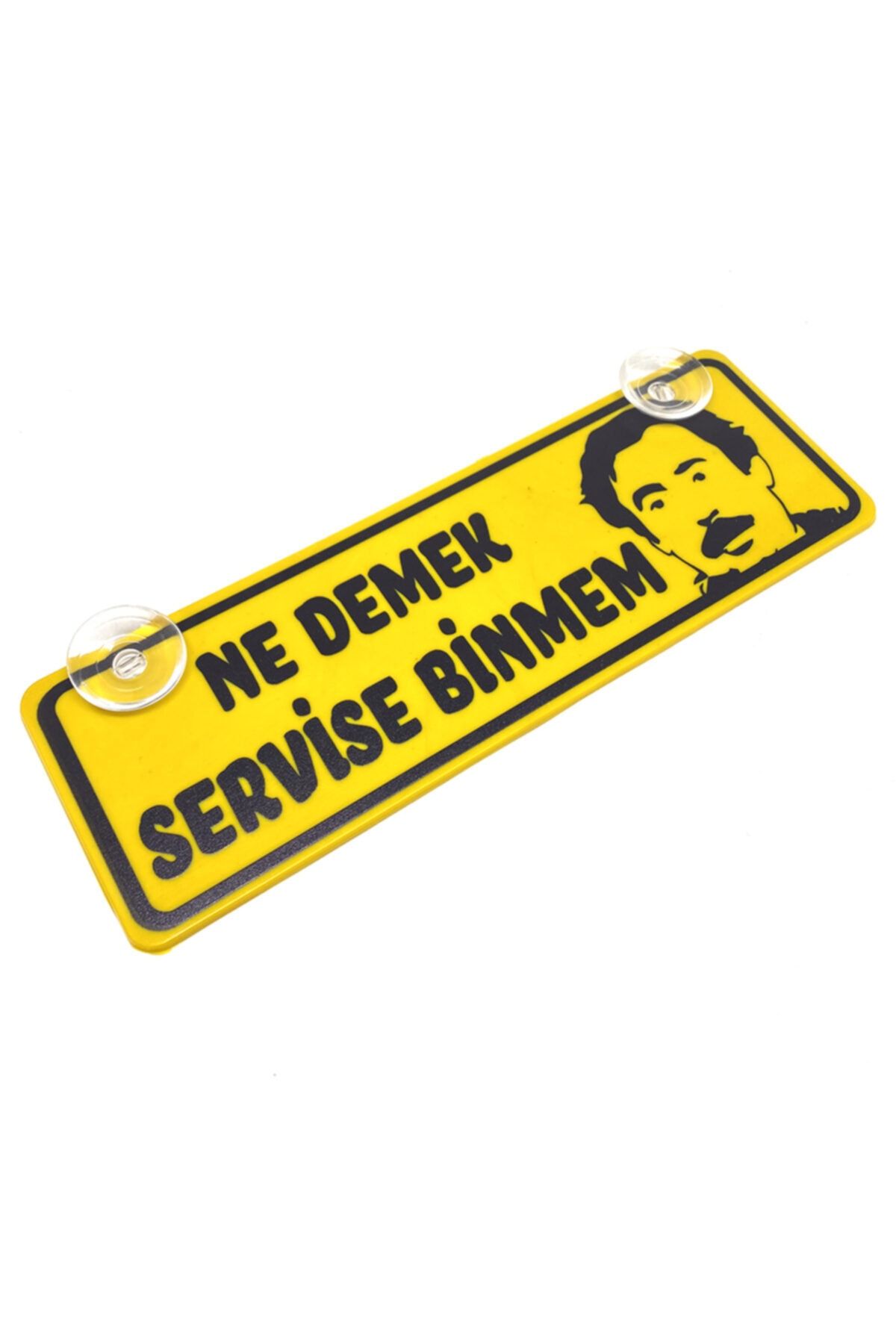 Blingston Ne Demek Servise Binmem Yazılı Sarı Dekor Plaka Vantuzlu Cam Süsü 22x7.5cm