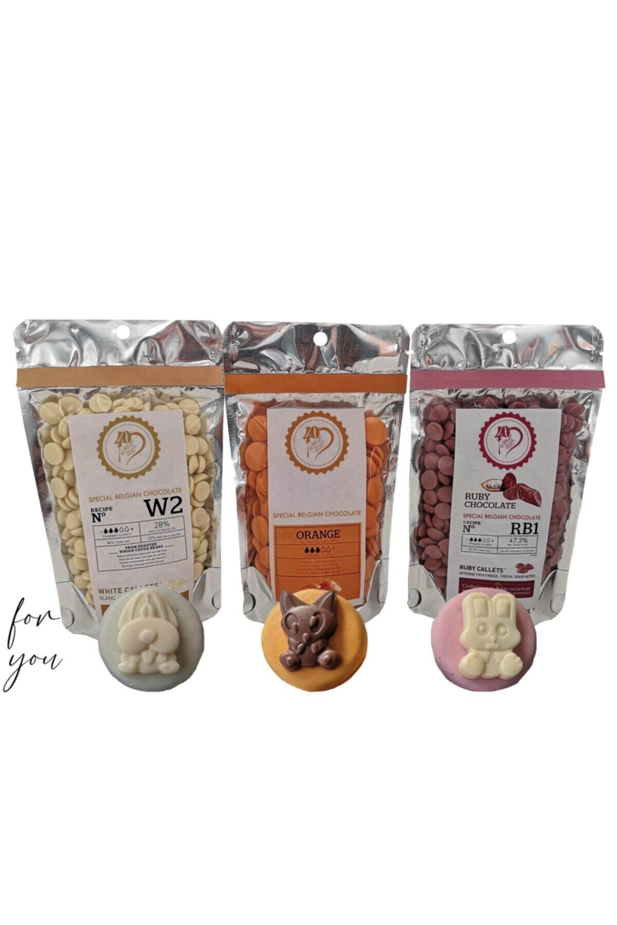 Callebaut Beyaz Çikolata 100 gr Portakallı Çikolata 100 gr Ruby Çikolata 100 gr