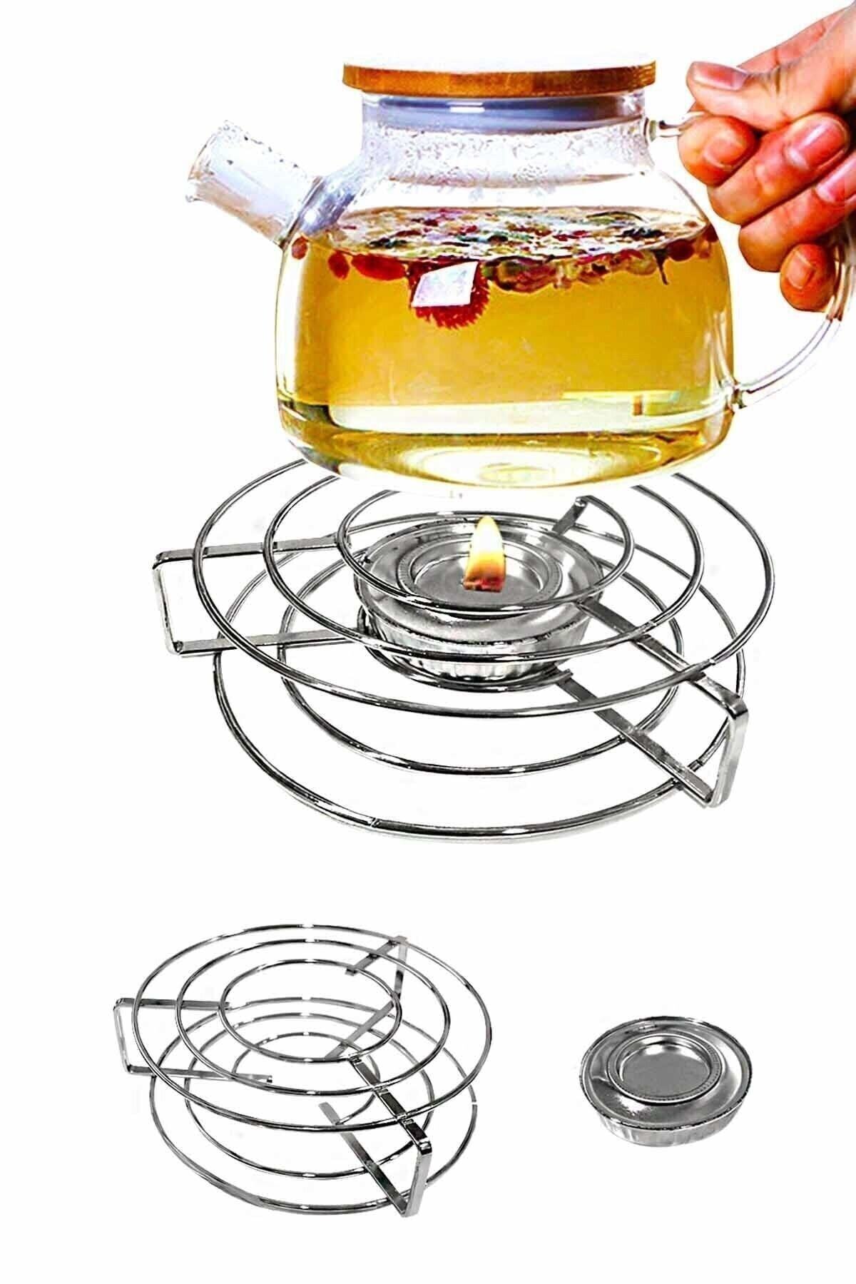 BİTERSE Isıtıcılı Nihale Soğutmaz Jel Ateşli Metal Nihale Çaydanlık Tencere Altlığı