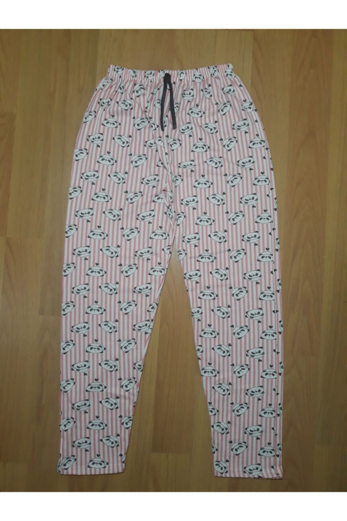 Rashoo Kadın Çizgili Panda Desenli Kışlık Pijama Altı