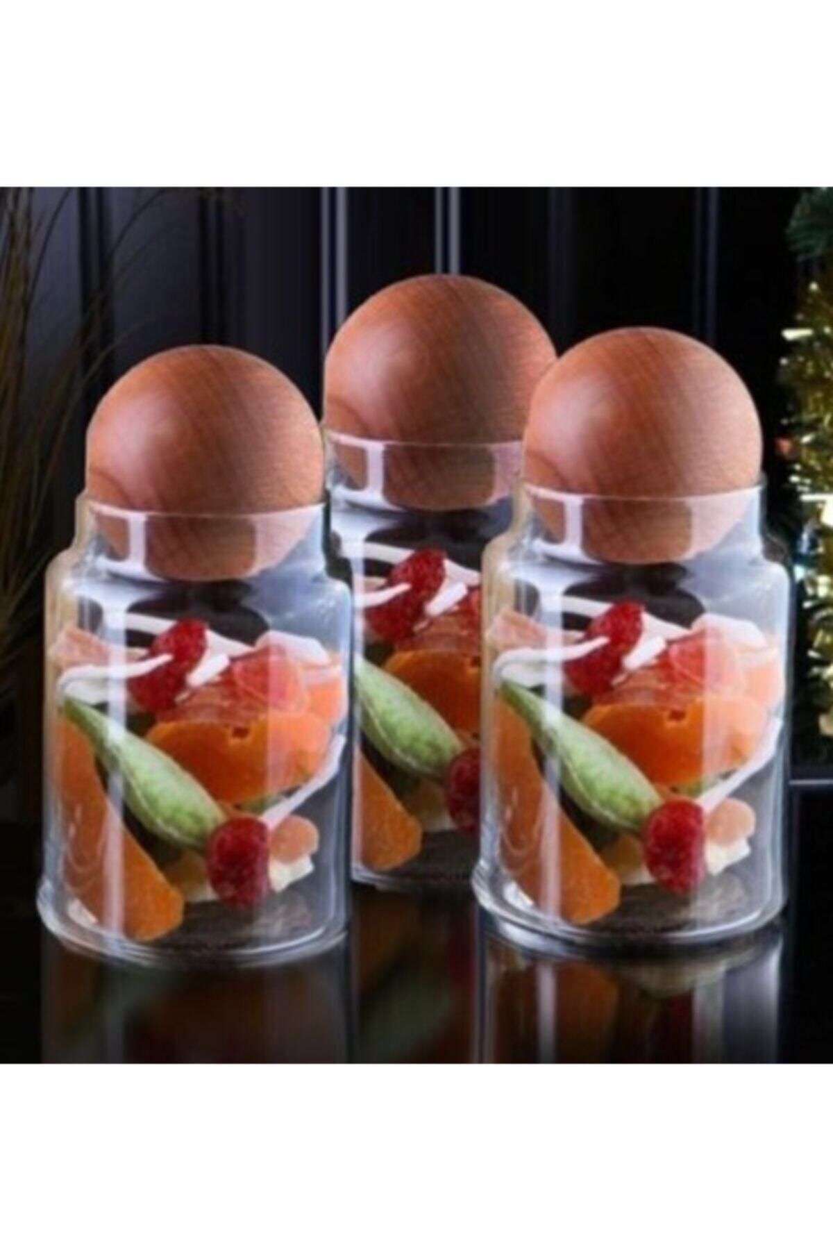 FBZhome 3 Adet Kapaklı Cam Kavanoz Seti Orta Boy 800 ml