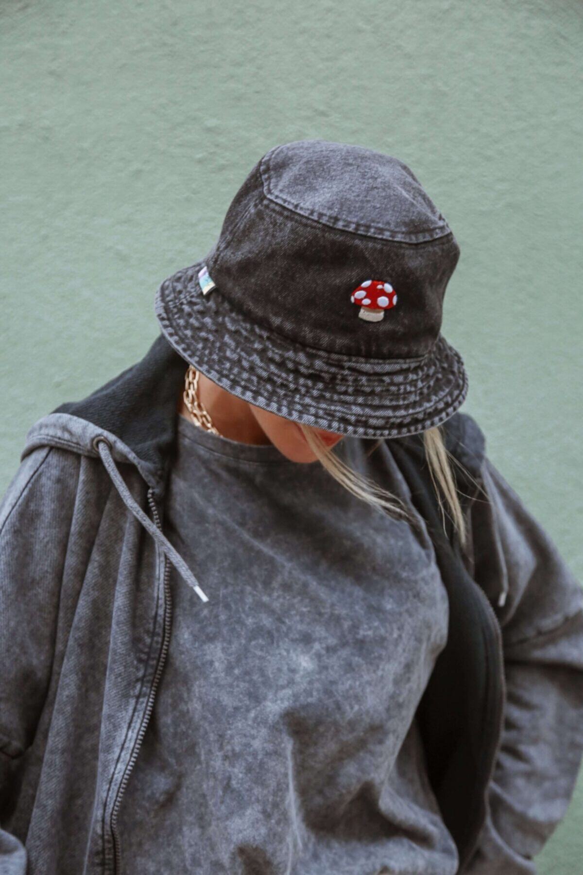 Kity Boof Jean Bucket Hat Şapka Washed Grey