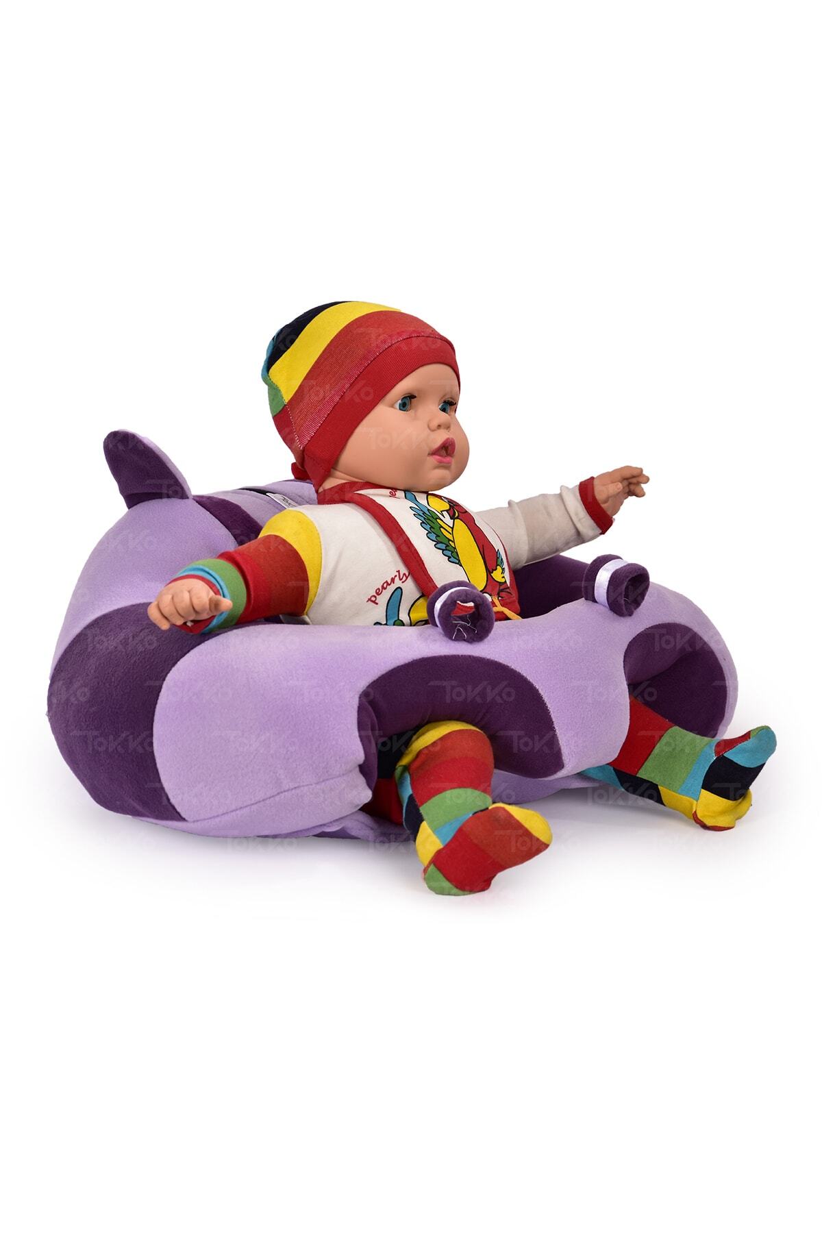 TOKKO Bebek Oturma Destek Minderi Bebek Koltuğu Büyük Bebek Oturağı Lila Mor