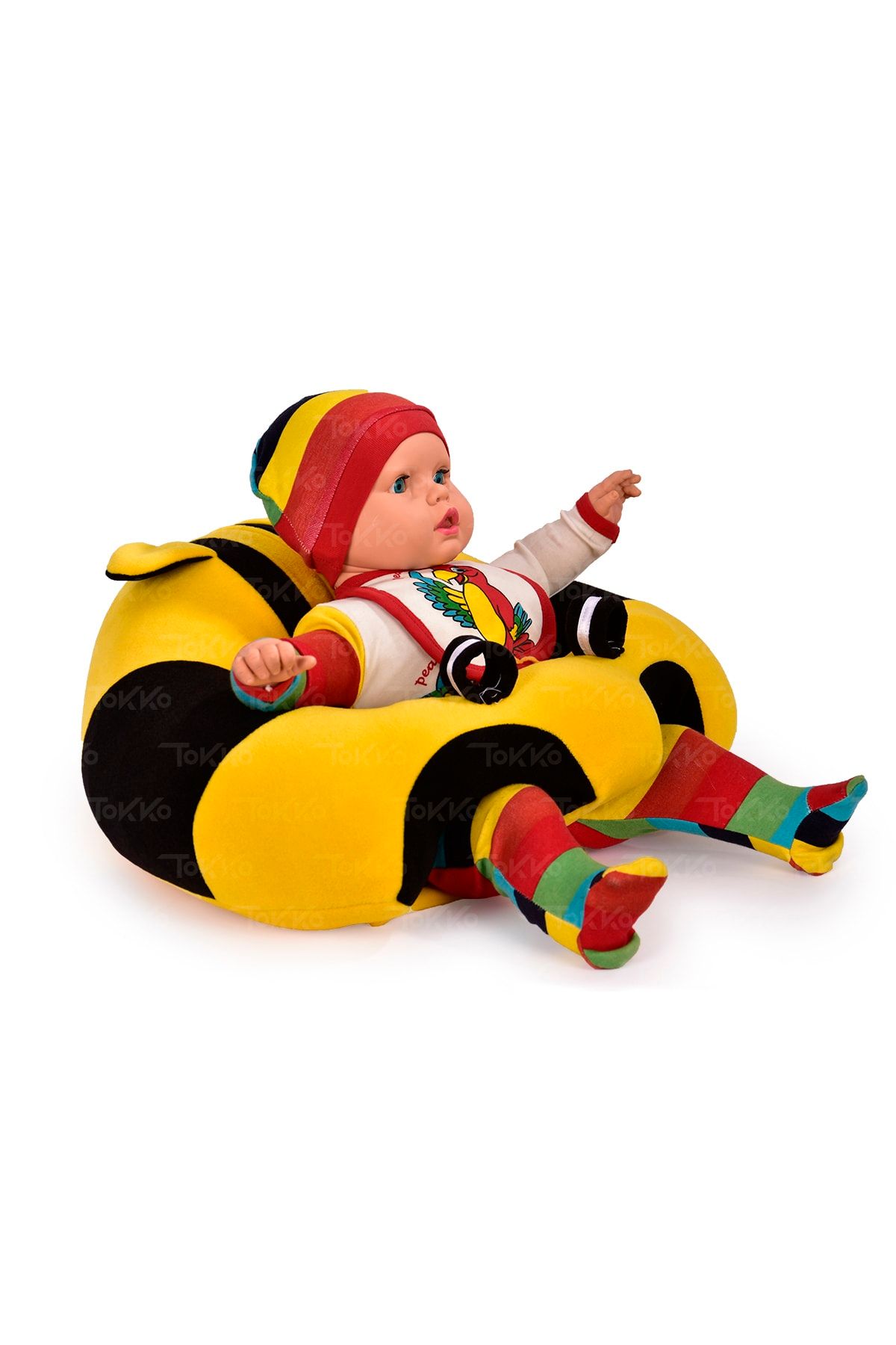 TOKKO Bebek Oturma Destek Minderi Bebek Koltuğu  Büyük Bebek Oturağı Sarı Siyah