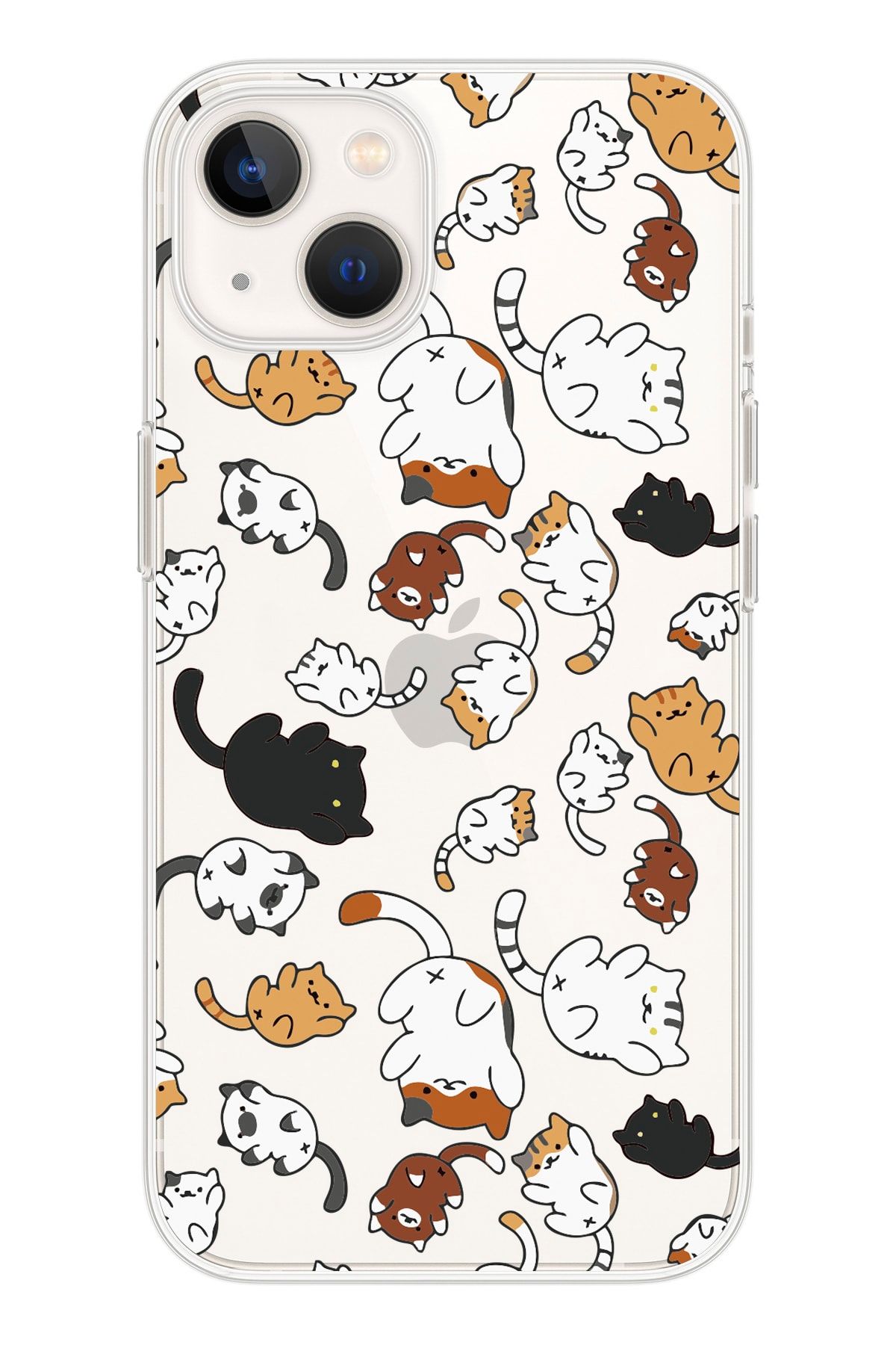 shoptocase Iphone 13 Şeffaf Kedicikler Desenli Telefon Kılıfı