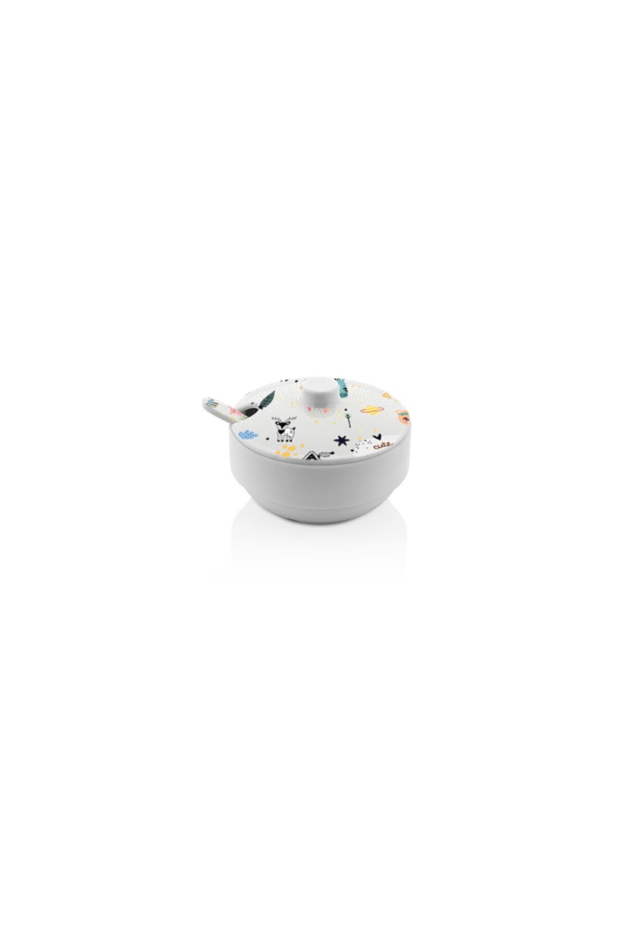 MorzaYolu Melamin Çocuk Figürlü Yemek Kasesi 10cm Kapaklı&kaşıklı Çap:10cm Yuk:6.8cm 149gr