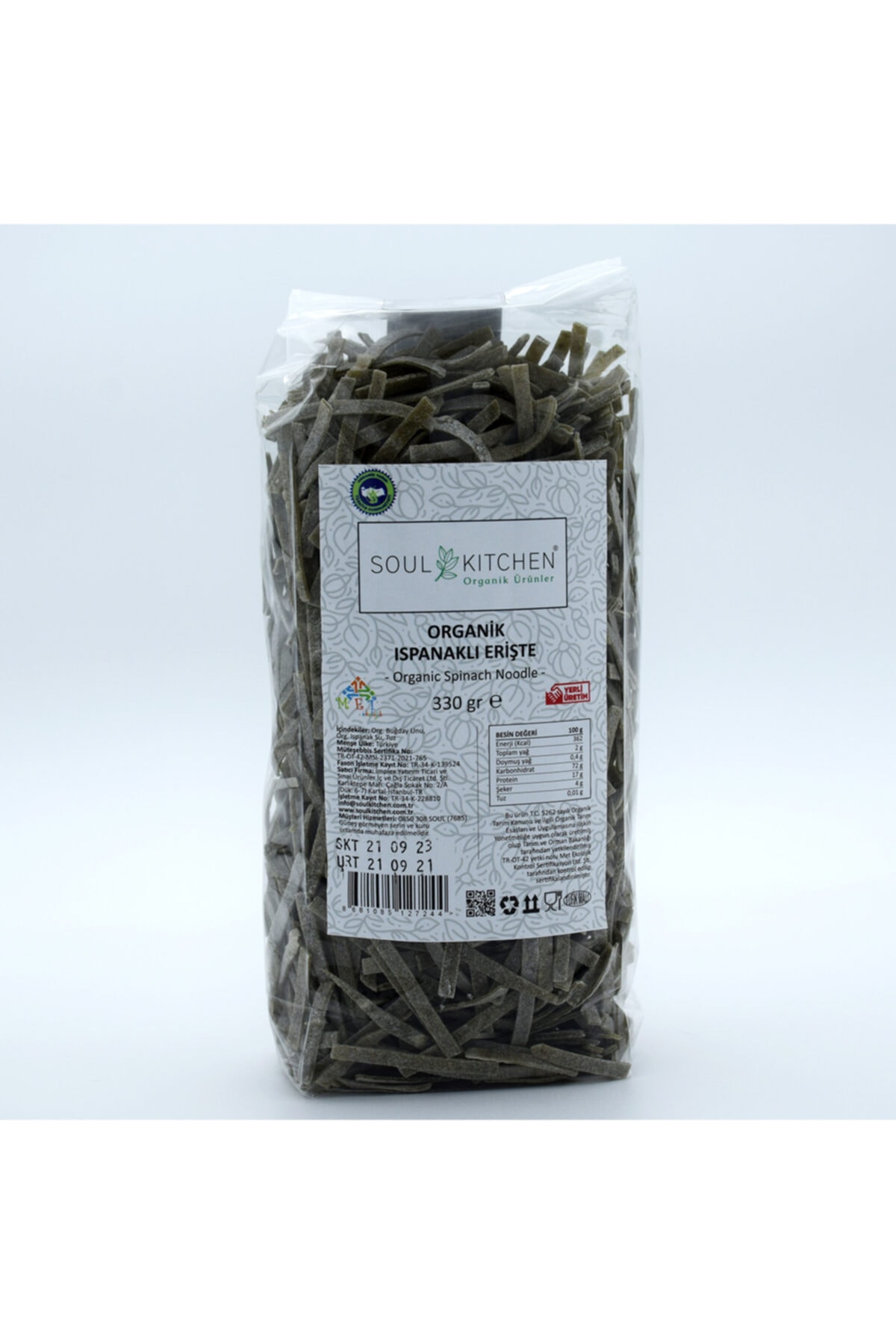 Soul Kitchen Organik Ürünler Organik Ispanaklı Erişte 330gr