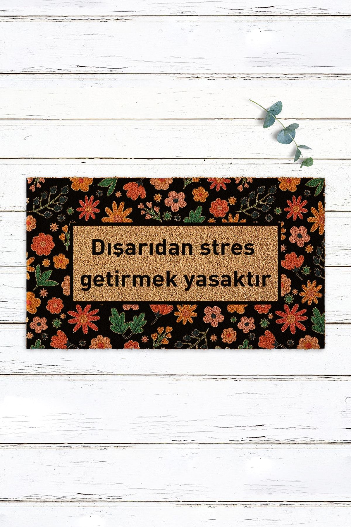 Paspas Yap Çiçekli Çerçeveli Yazılı Paspas