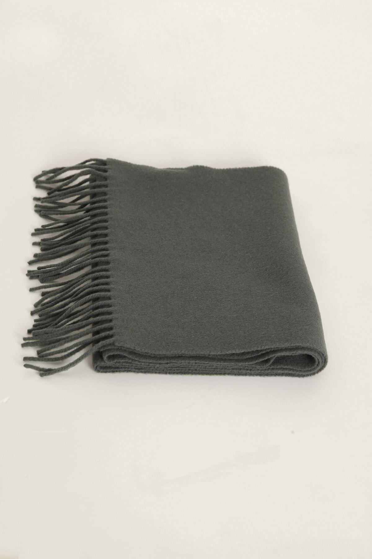 1001 Kravat Yeşil Renkli %100 Yün Dokuma Atkı