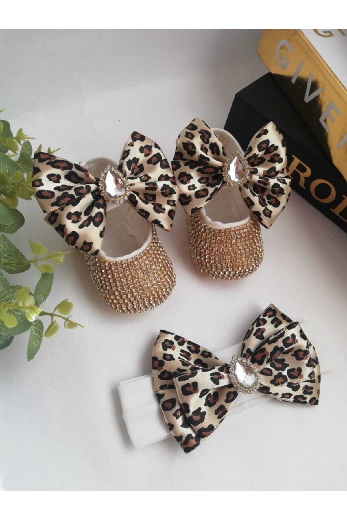 laylababy Taşlı Tasarım Leopar Bebek Patiği