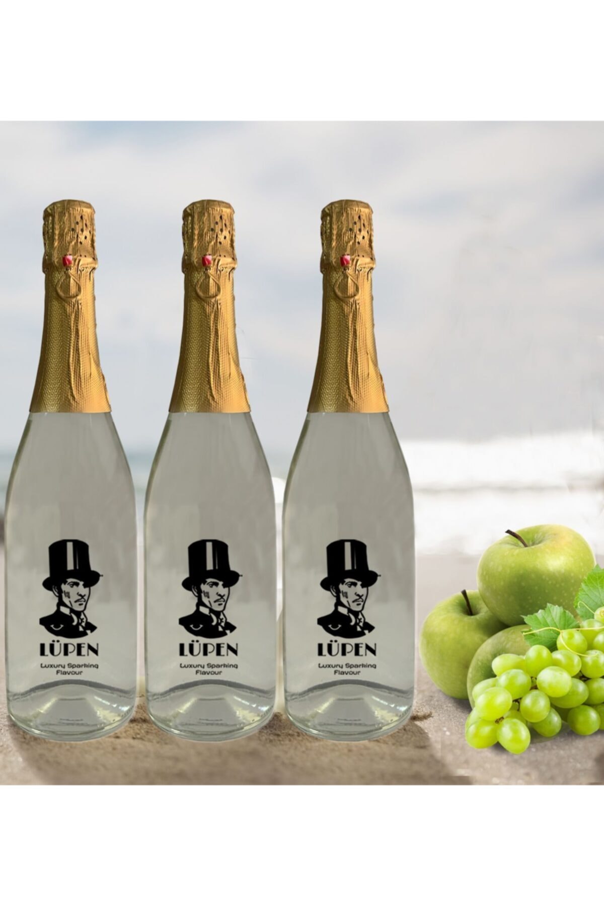Lüpen Simsiz Lux Elma Üzüm Aromalı Gazlı İçecek 750 Ml 3 Adet