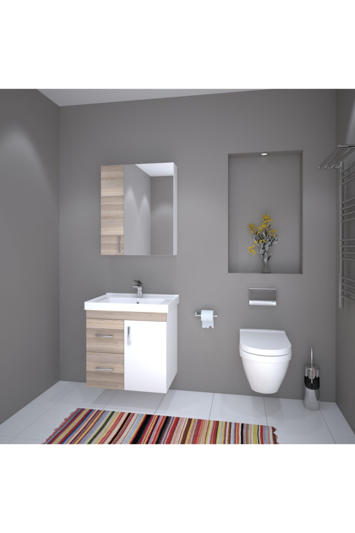 DENKO Petra 65 Cm Banyo Dolabı Takımı