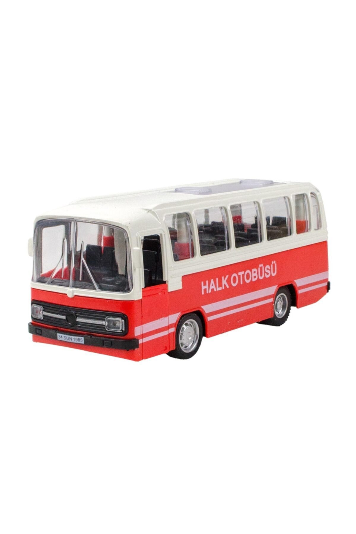 cstars Cs-12 Metal Kasa Die-cast Halk Otobüsü Oyuncak 15 Cm Çek Bırak Kırmızı