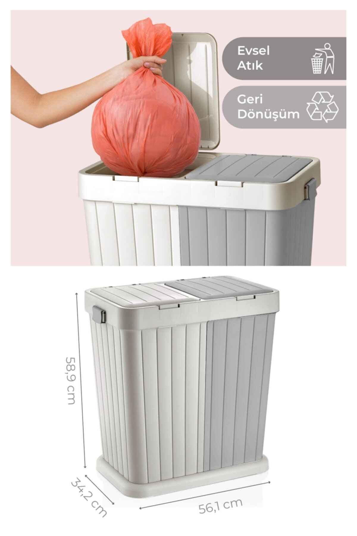 Jet's Home Ikili Çok Amaçlı Çamaşır Sepeti 80 Lt