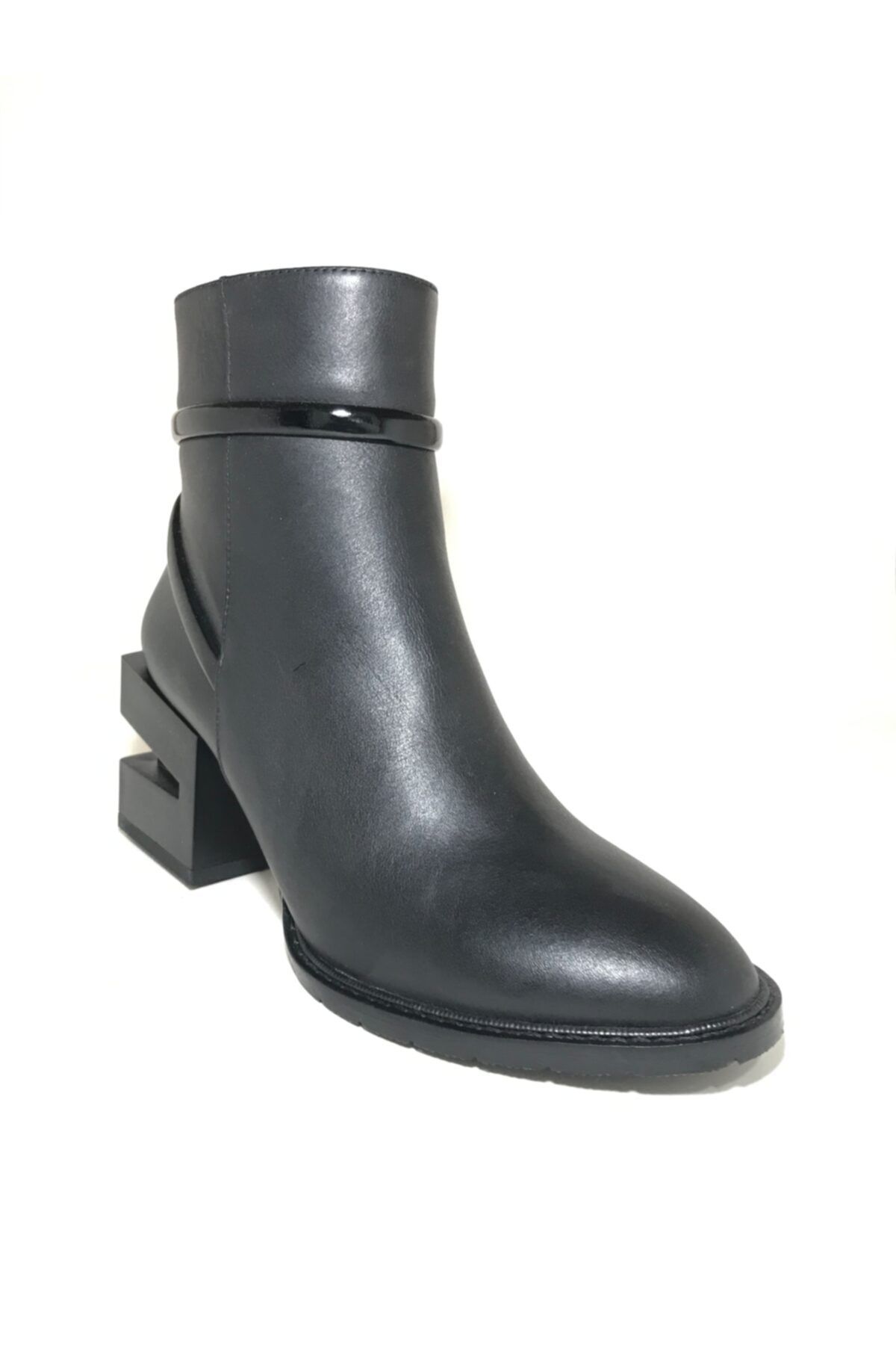 D&A İzland Shoes Kadın Siyah Merdiven Ökçeli Modern Tarz Bot