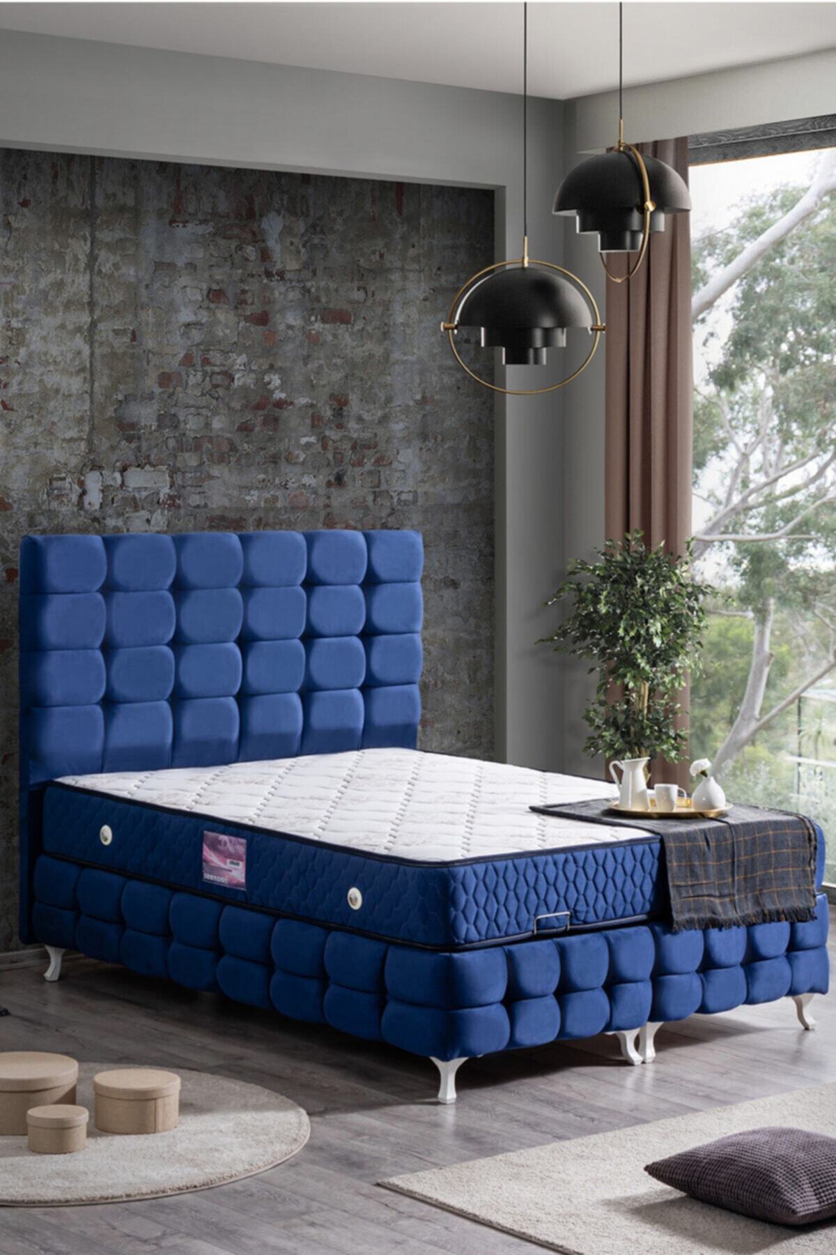 Setay Duke Lux Baza Başlık Deluxe Ortopedik Yatak Seti, Lacivert