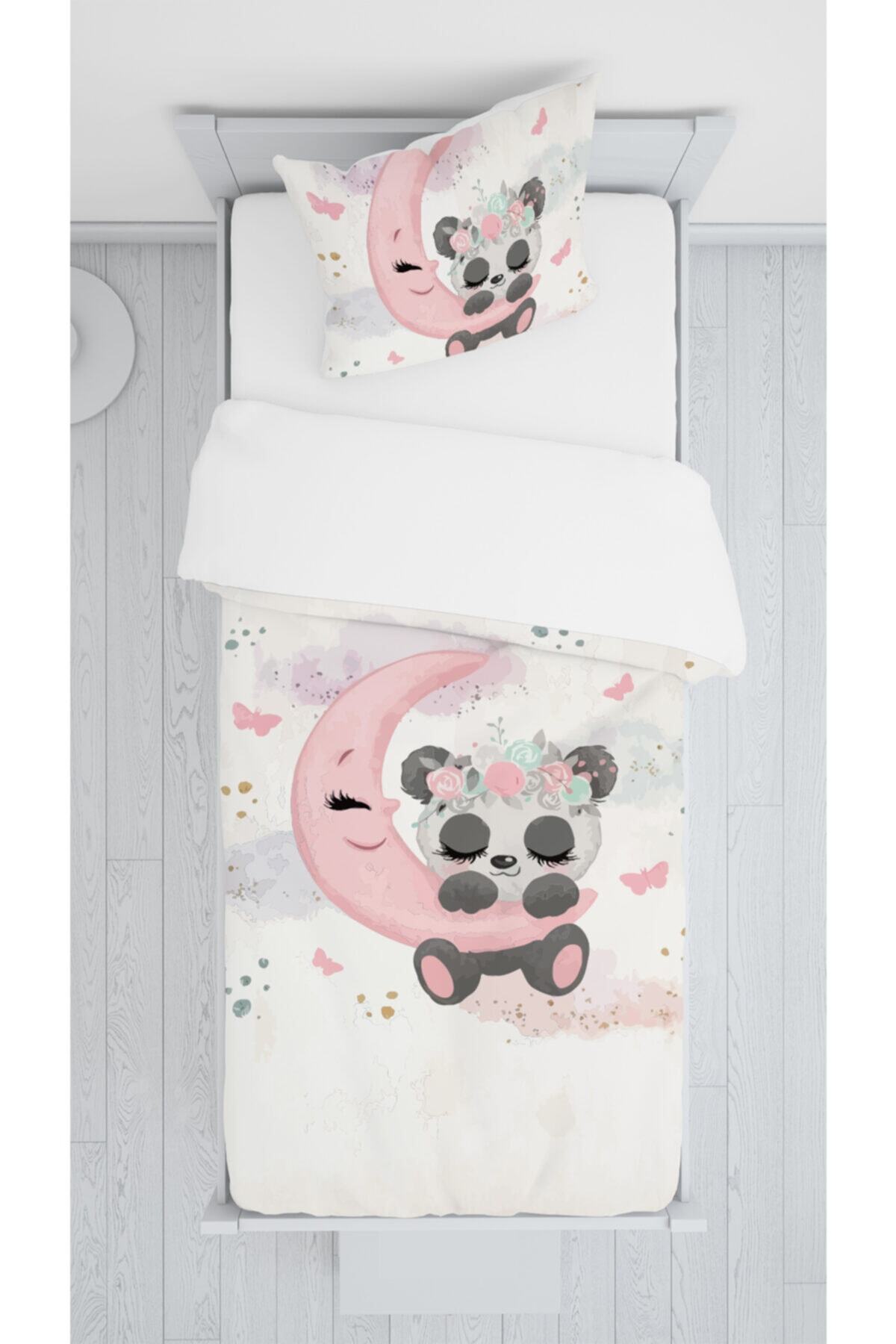 Daniel Kids Süet Yatak Örtüsü Takımı Panda Desenli