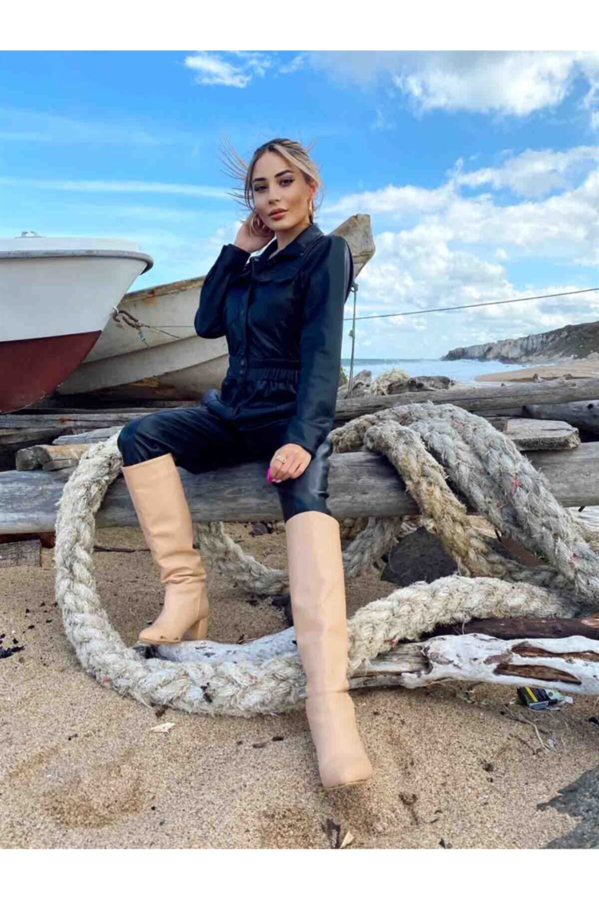 DOGAFASHİON Deri Tulum Siyah