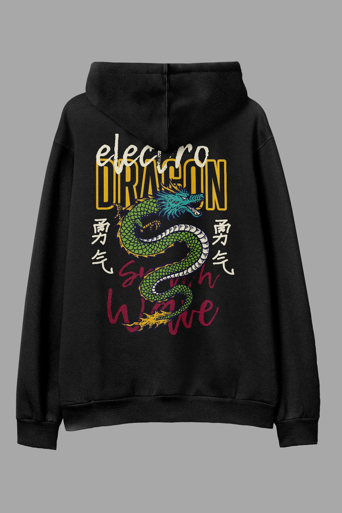 AyveGa Electro Siyah Oversize Kapüşonlu Sweatshirt