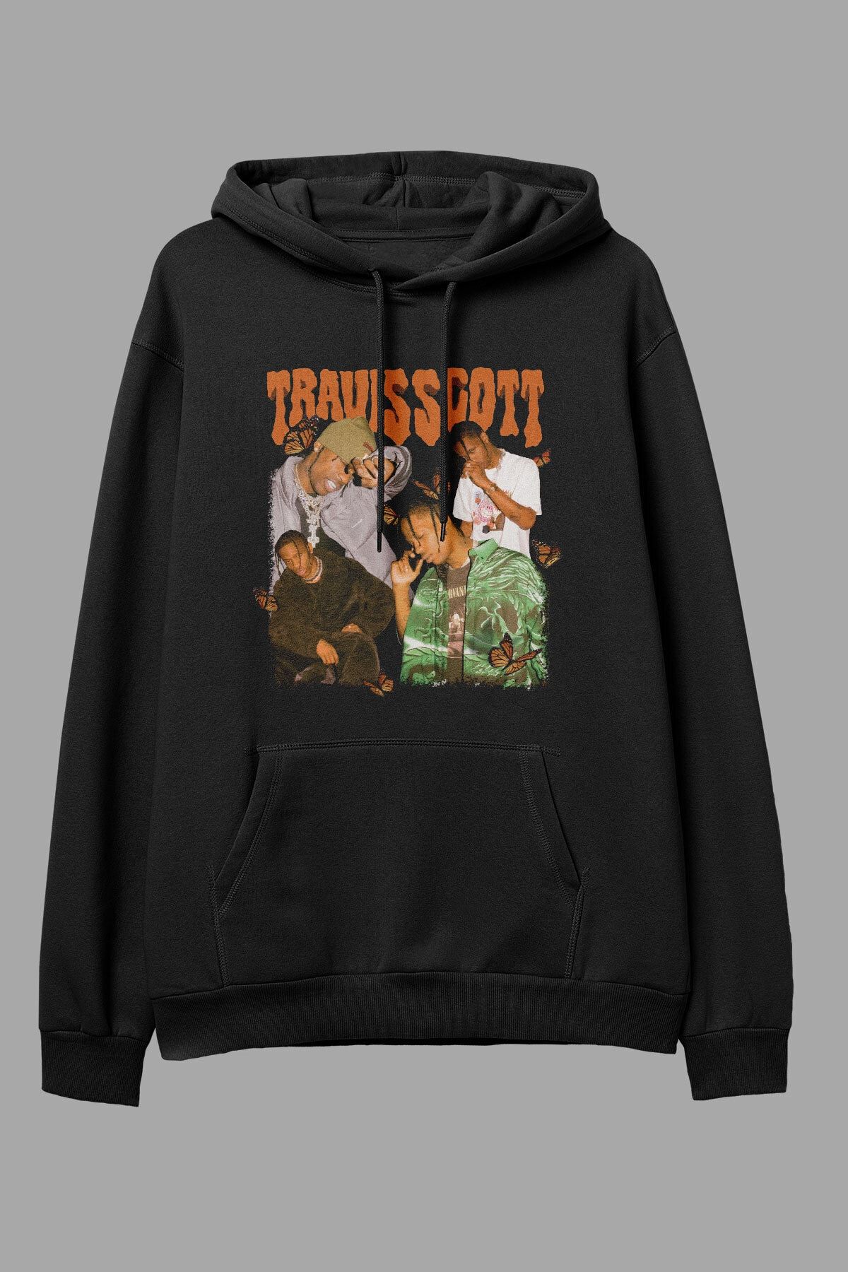 AyveGa Travis Scott Siyah Oversize Kapüşonlu Sweatshirt