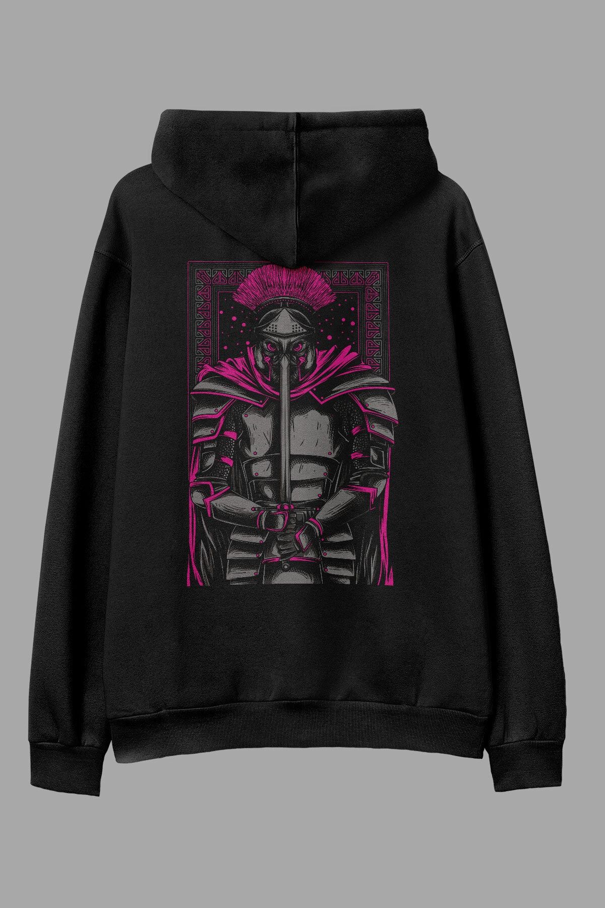 AyveGa Gladiator Siyah Oversize Kapüşonlu Sweatshirt