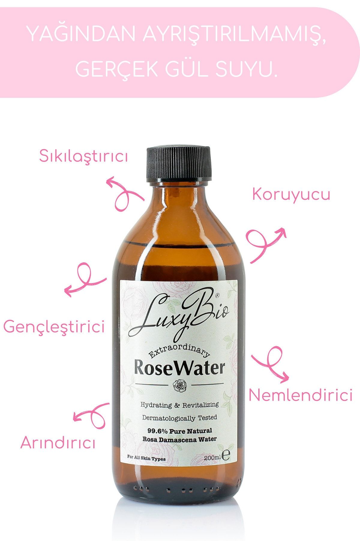 Luxy Bio Doğal, Saf Gül Suyu 200 ml