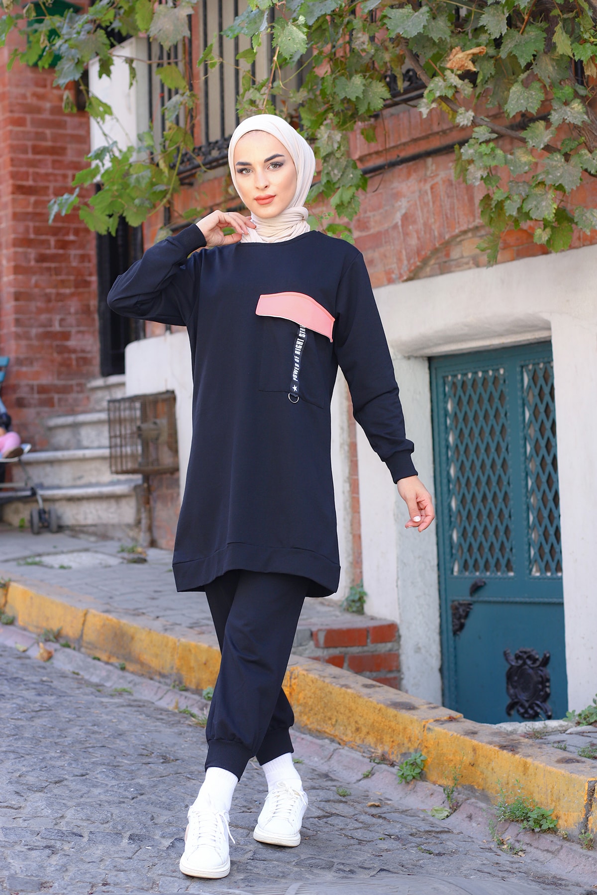 Duru Örme Tesettür Eşofman Takımı Somon