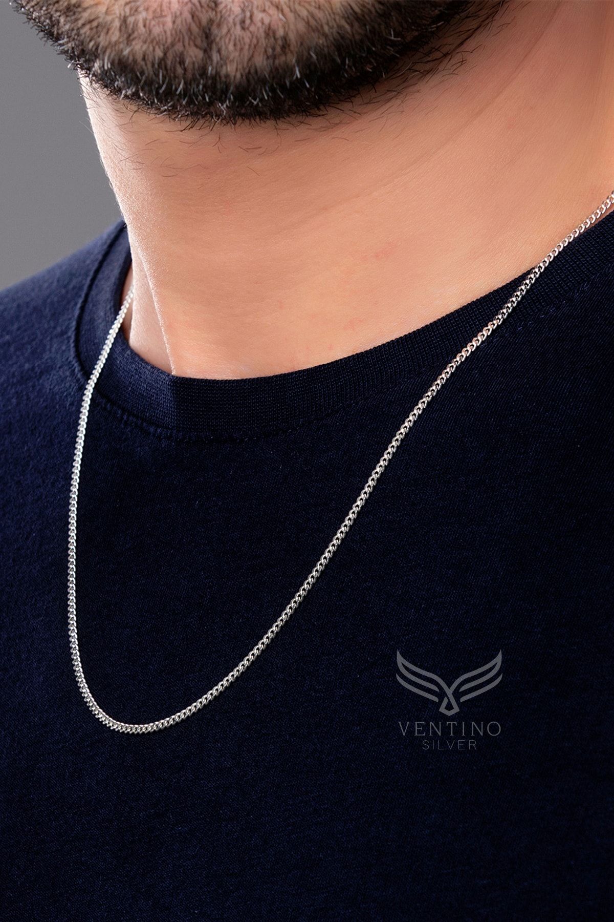 Ventino Silver Gurmet Zincir Gümüş Erkek Kolye Vek-3089
