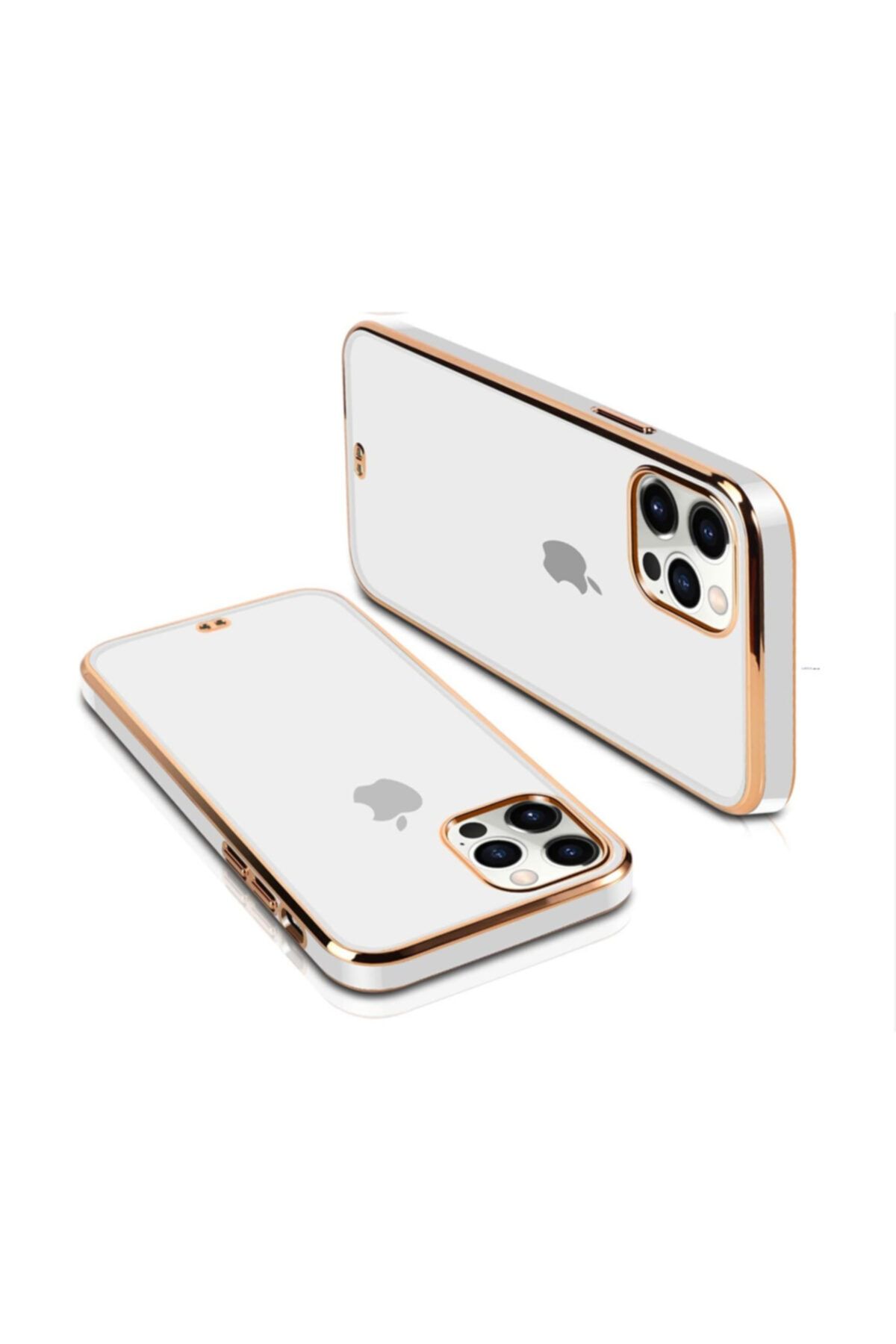 mooncase Iphone 13 Promax Premium Electrolize Silikonlu Beyaz Telefon Kılıfı